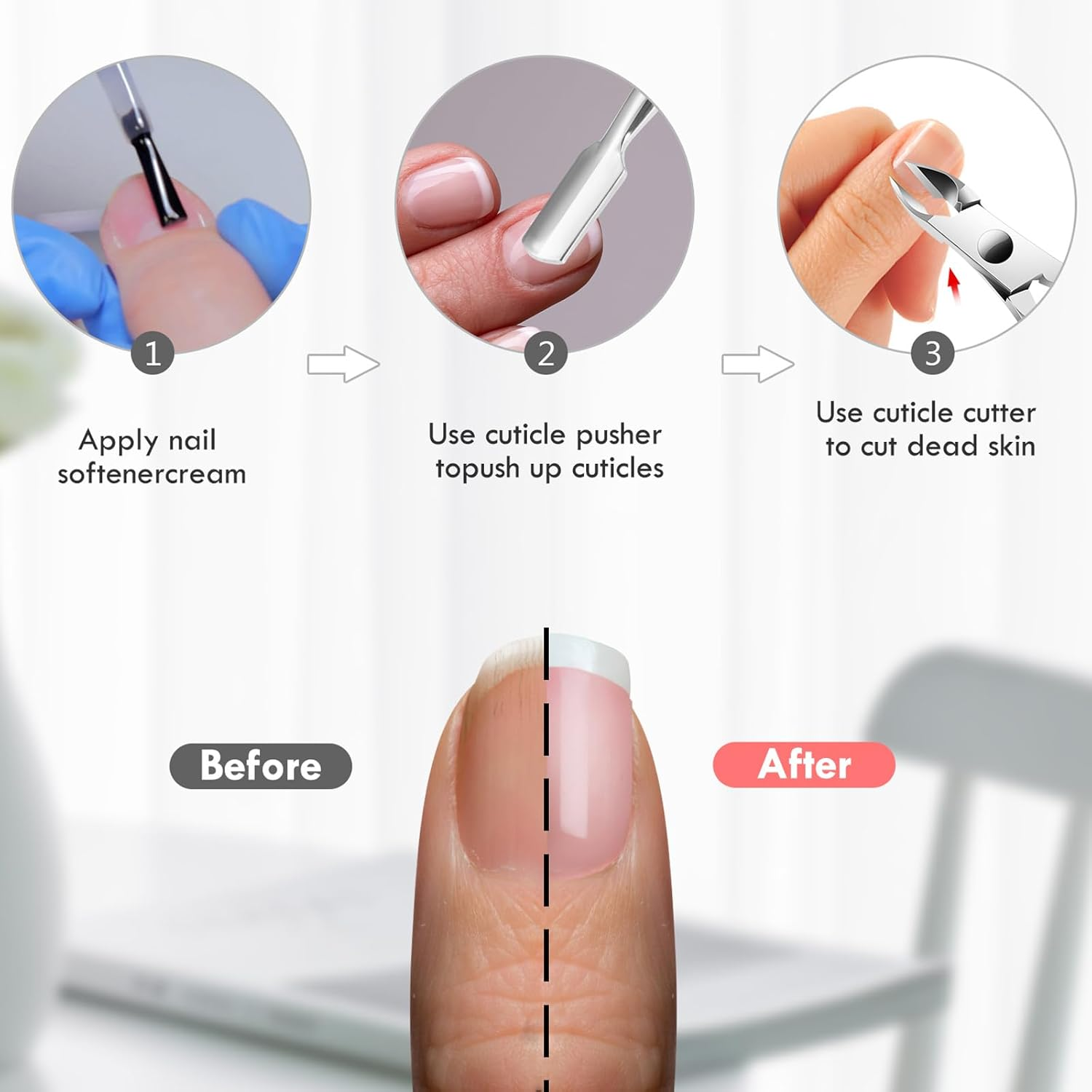 2PCS Cuticle Pusher and Cutter Remover,Salon Nail Scraper for Gel Polish, Stainless Steel Manicure and Pedicure Cleaner Tool for Fingernail and Toenail (Colorful) 011-2S-CS image number 6