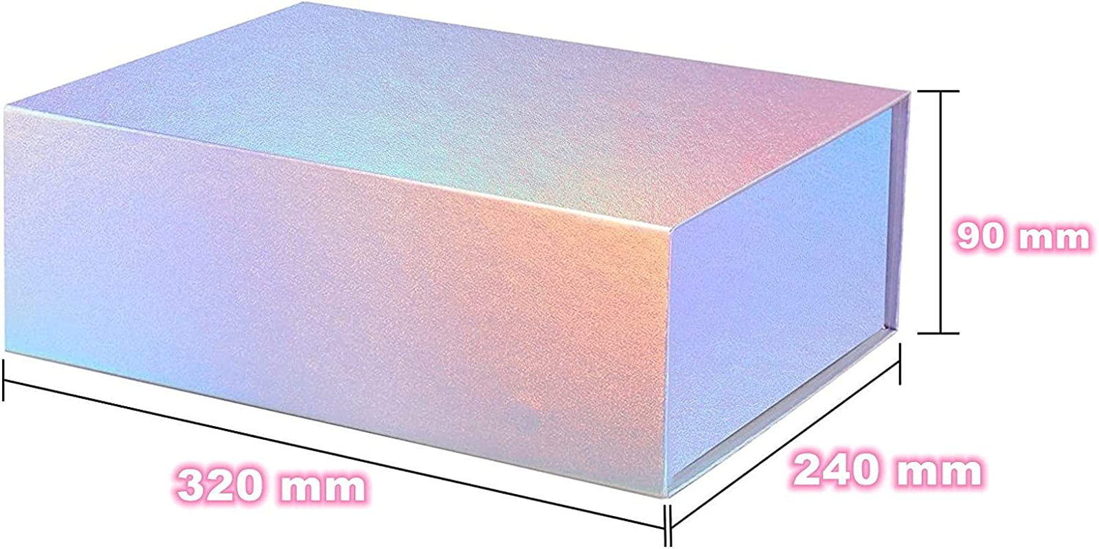 Magnetic Gift Boxes with Lids 320X240X90Mm Large Gift Boxes for Presents, Holographic Silver Luxury Sturdy Foldable Cardboard Box with Magnetic Closure (1 Pcs) image number 2