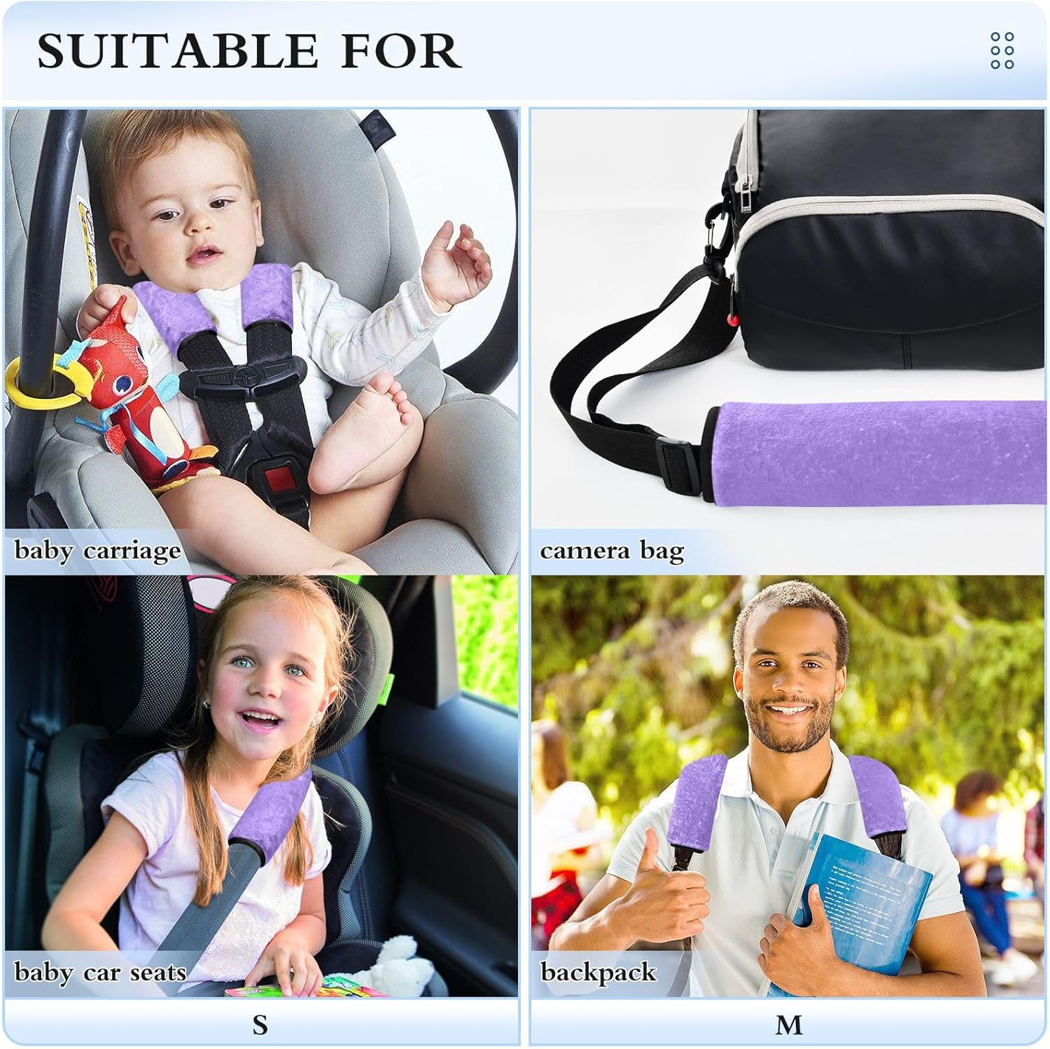 Medium Purple Seat Belt Covers Seat Belt Protector Car, Universal Car Seat Belt Cover, Seatbelt Cushion 2 Pack image number 1