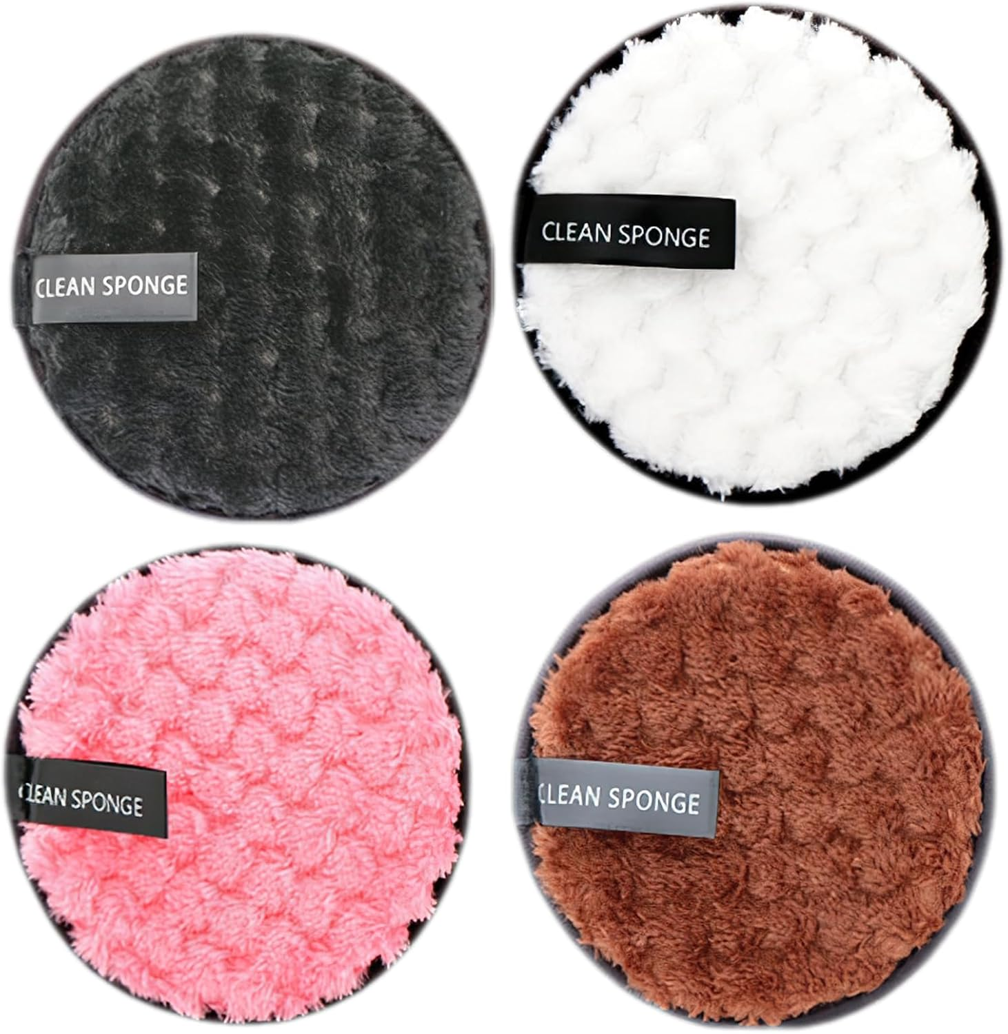 YSHIGUING Reusable Makeup Remover Pads,4Pc Reusable Makeup Remover Cloths Face Pads for All Skin Types, Washable Microfiber Face Cleaner Puff Facial Cleansing,Black/Coffee/White/Pink image number 4