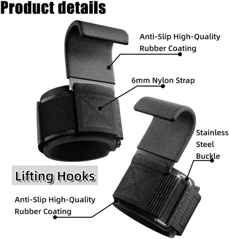 Weight Lifting Wrist Straps Set，Stainless Steel Hooks with Non-Slip Pads for Deadlifts, Pull-Ups, and Strength Training image number 5