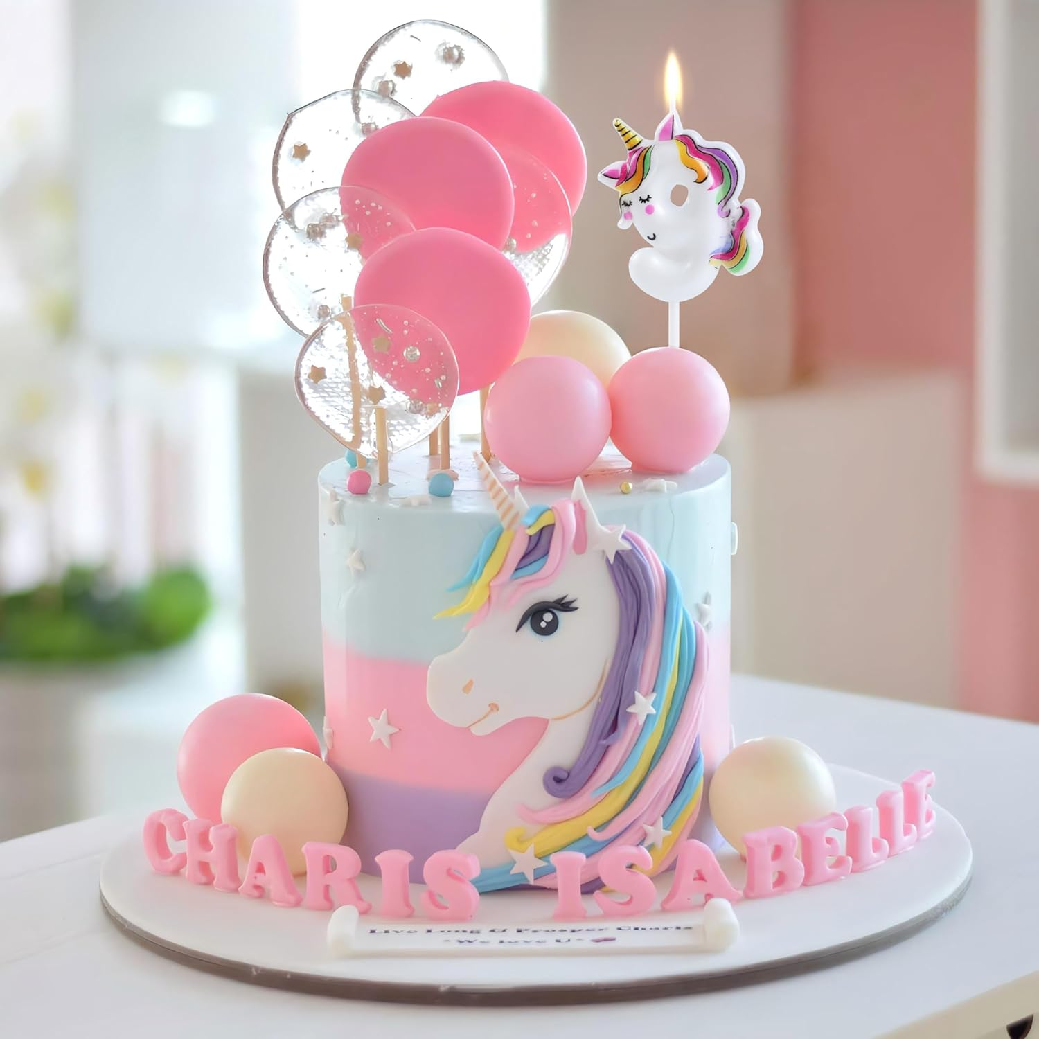 Unicorn Birthday Number Candle 7 Unicorn Cake Toppers Decoration for Happy 7Th Birthday Party Supplies Unicorn Birthday Decorations, Sleeping Unicorn 7 with Vivid Rainbow Color