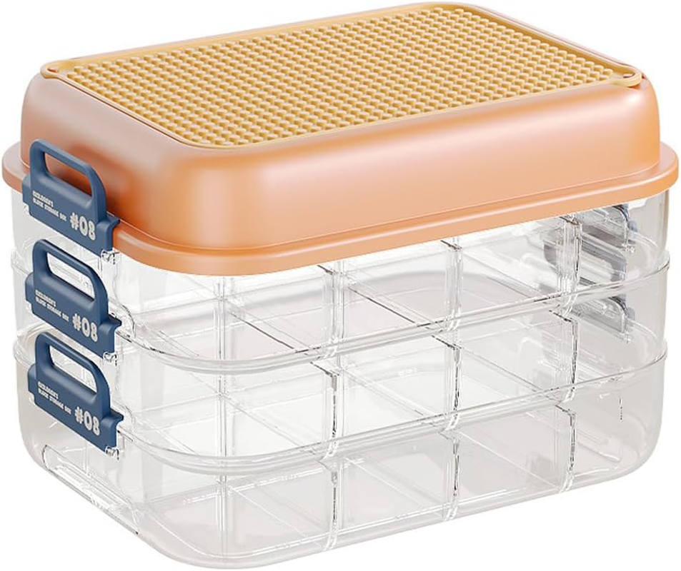 AIMALL Multi-Compartment Toy Storage Box with Small Parts Classification, Building Blocks Storage Box, Sorting Organizer with Large Capacity for Kids - Orange, Green