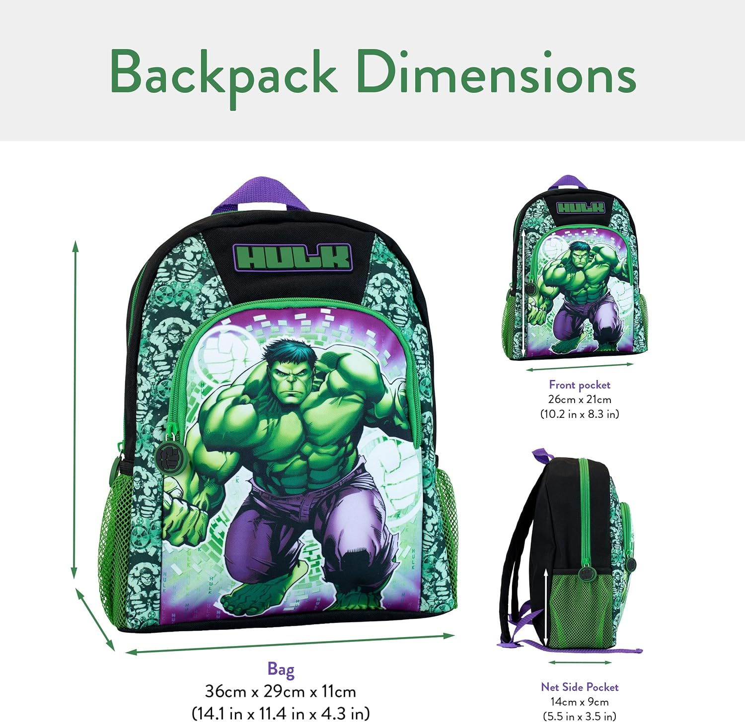 Marvel Kids the Incredible Hulk Backpack image number 4