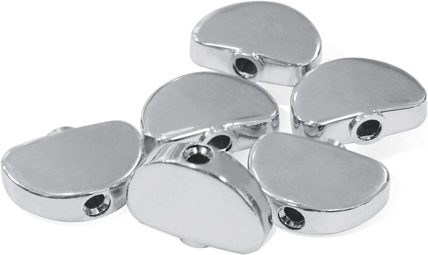 MAXCHEER 6PCS Metal Big Semicircle Guitar Tuning Pegs Tuners Machine Heads Replacement Buttons Knobs Handle (Chrome) image number 2