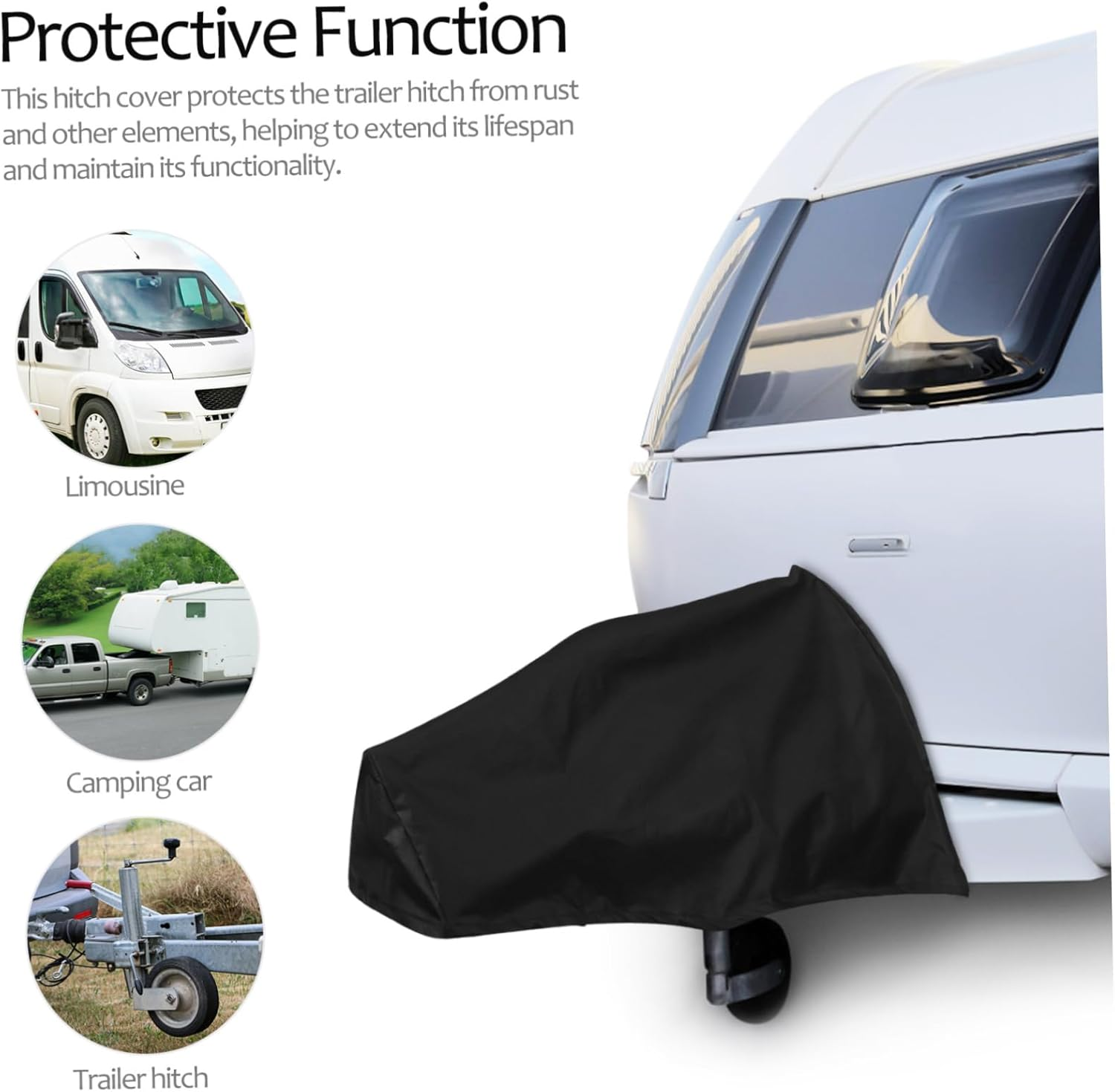 SOLUSTRE Horse Trailer Cover Tow Hitch Protective Cover for Utility Trailer Oxford Fabric image number 6