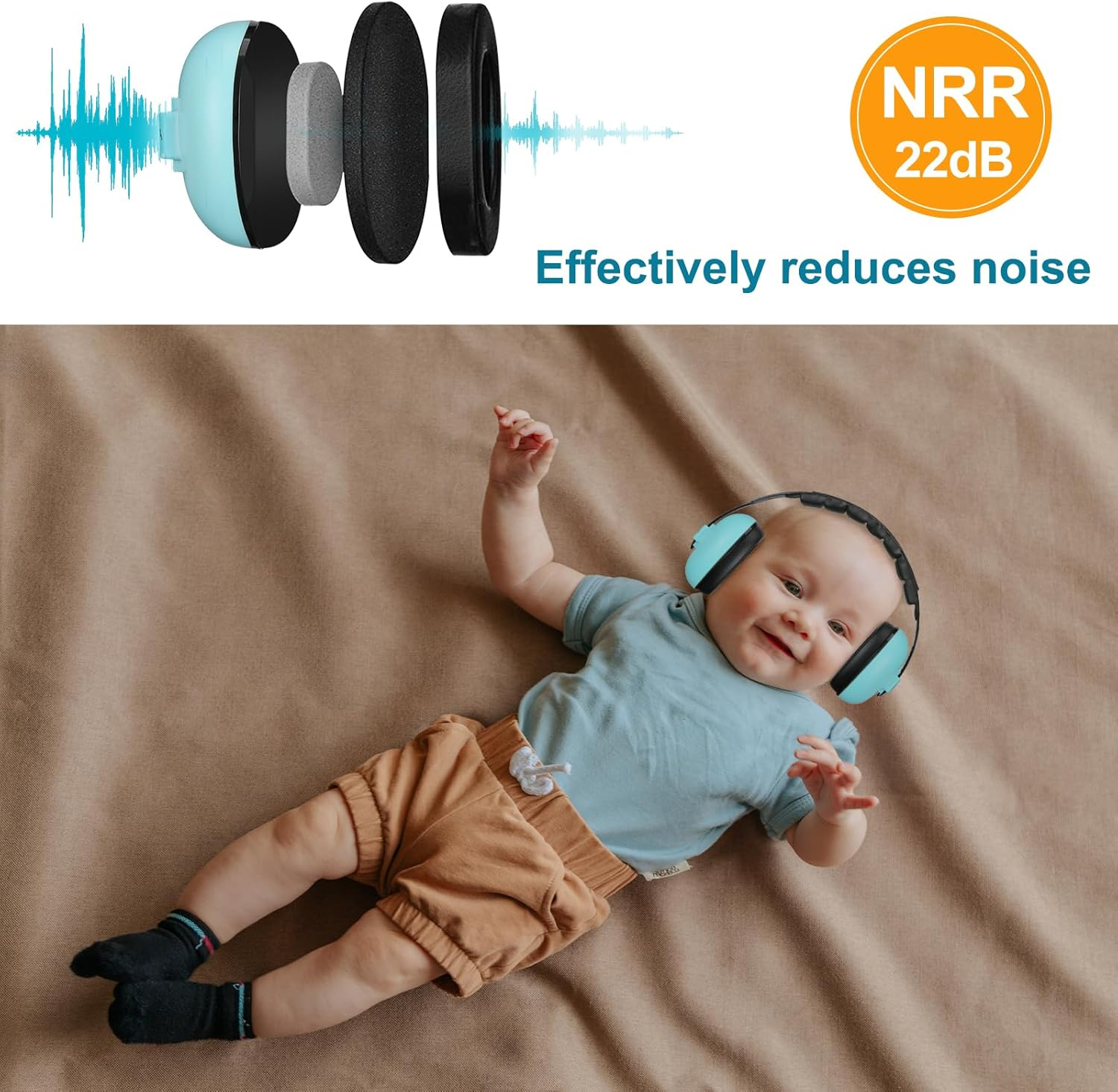 Procase Baby Ear Muffs (Aged 0-3 Years), Noise Cancelling Headphone for Infant Newborn Toddler, Soft Hearing Protection Earmuffs for Babies Sleep Travel -Skyblue