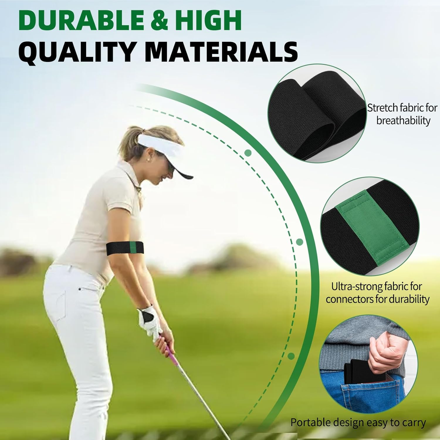 Golf Swing Trainer Aid 2Pcs &ndash; Portable Golf Training Aid for Beginners, Swing Correcting Arm Band to Improve Golf Swing Mechanics, Durable & Lightweight Design for Indoor & Outdoor Use - Green&Red