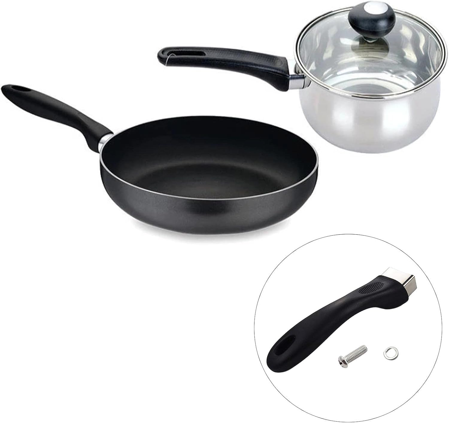 Pot Handle，Pot Handles Replacement Scald-Proof Long Handle Replacement Removable Handles with Screw for Pots and Pans Kitchen Craft Cookware image number 3