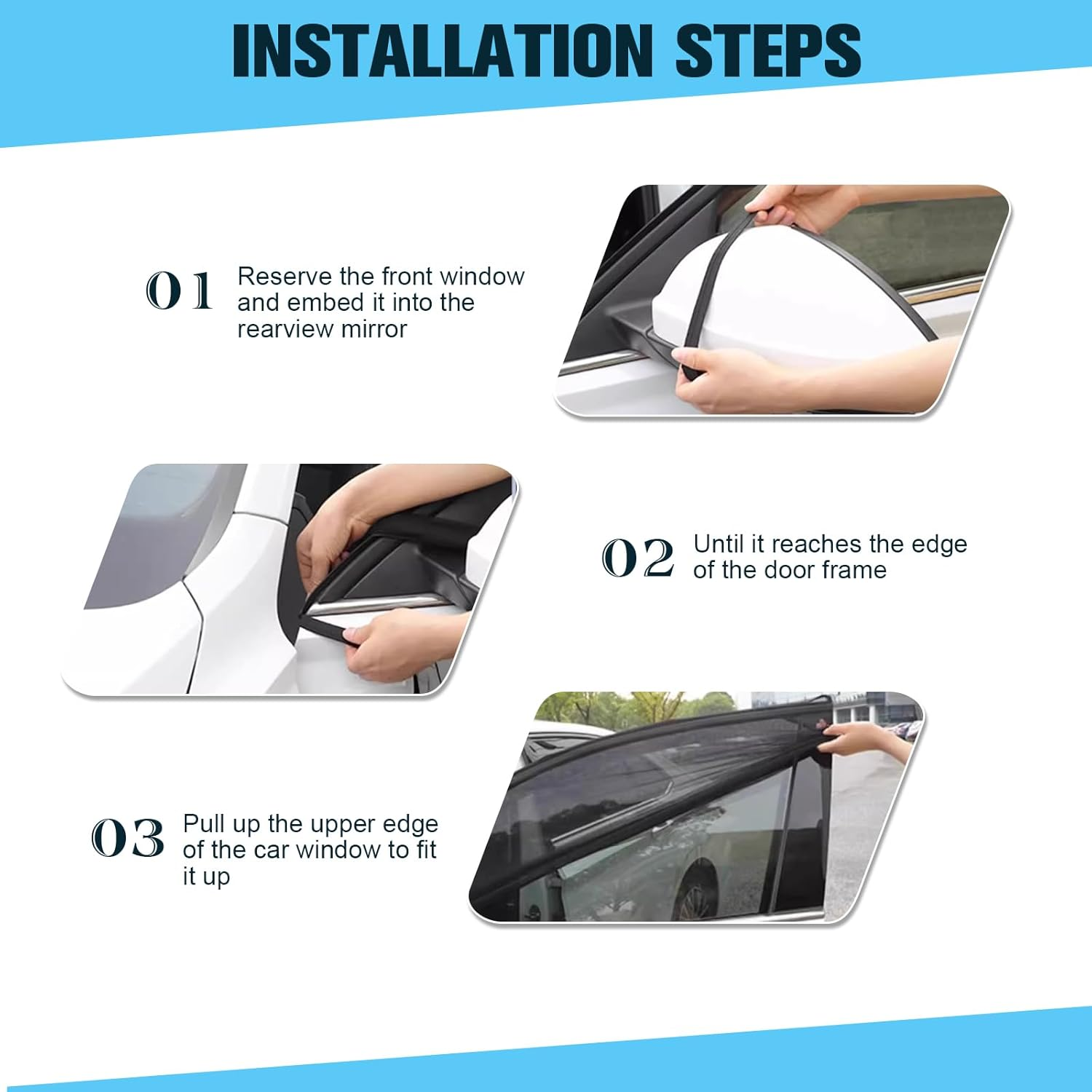 Car Window Shades 4Pcs, High Elastic Car Sun Shades for Front and Rear Windows, UV Protection and Heat Block, Breathable Car Window Shade for Baby, Camping and Family Privacy image number 6