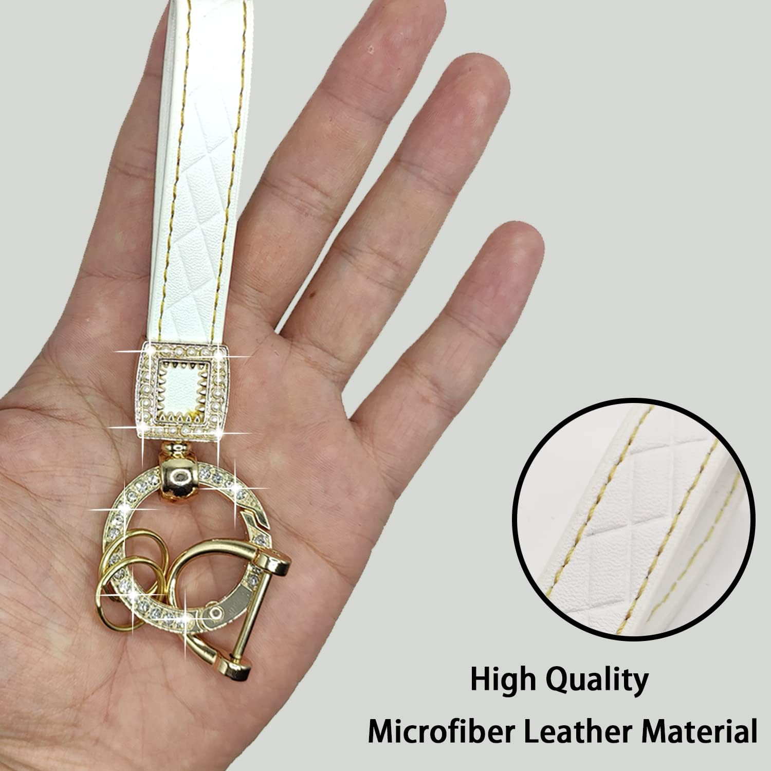 Daemson Microfiber Leather Car Keychain, Bling Diamond Keychains for Women, Car Key Fob Holder with 360 Degree Rotatable - Blue image number 2