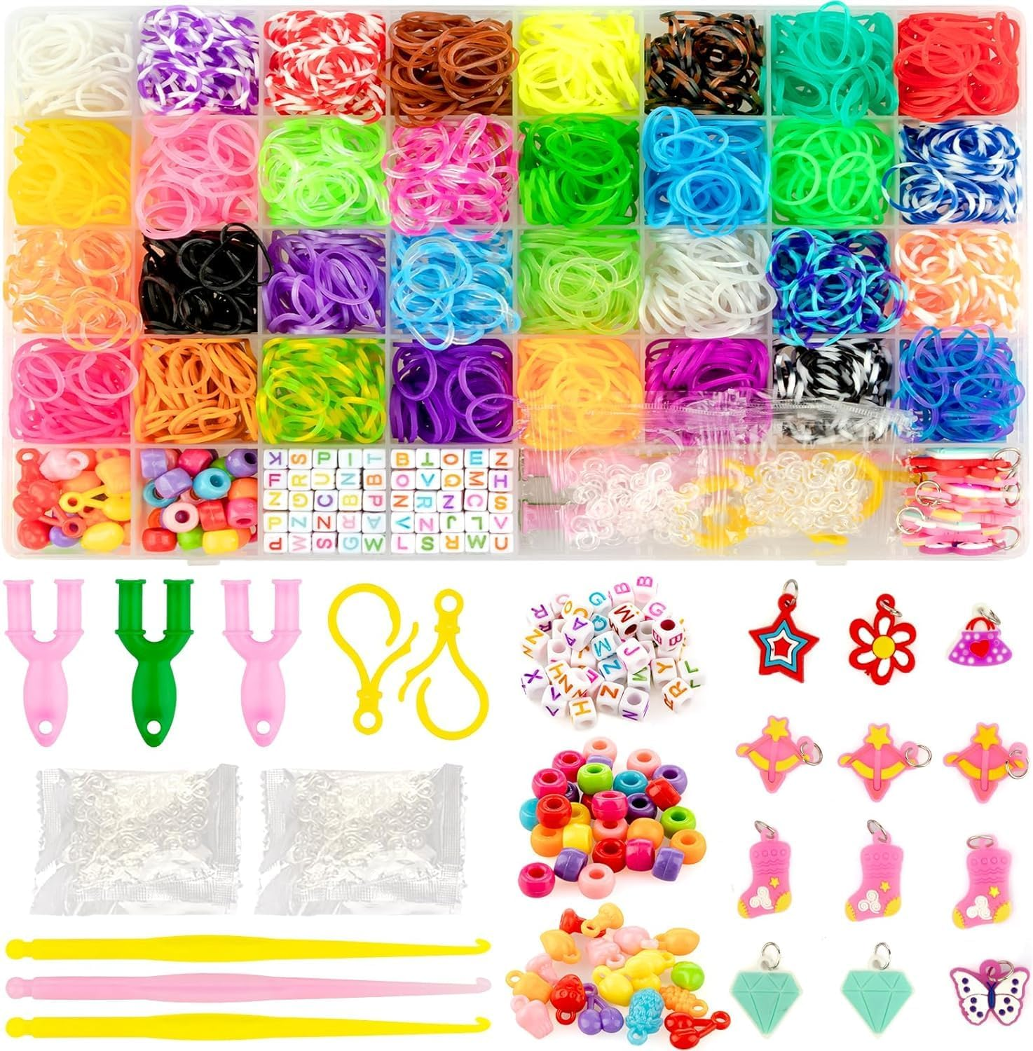 1700 Pcs Rubber Band Bracelet Kit, 30 Colors Premium Rubber Band Bracelet Kit,For Making Kit DIY Bracelet Mega Refill Kit Best Gifts for Girls & Boys image number 1