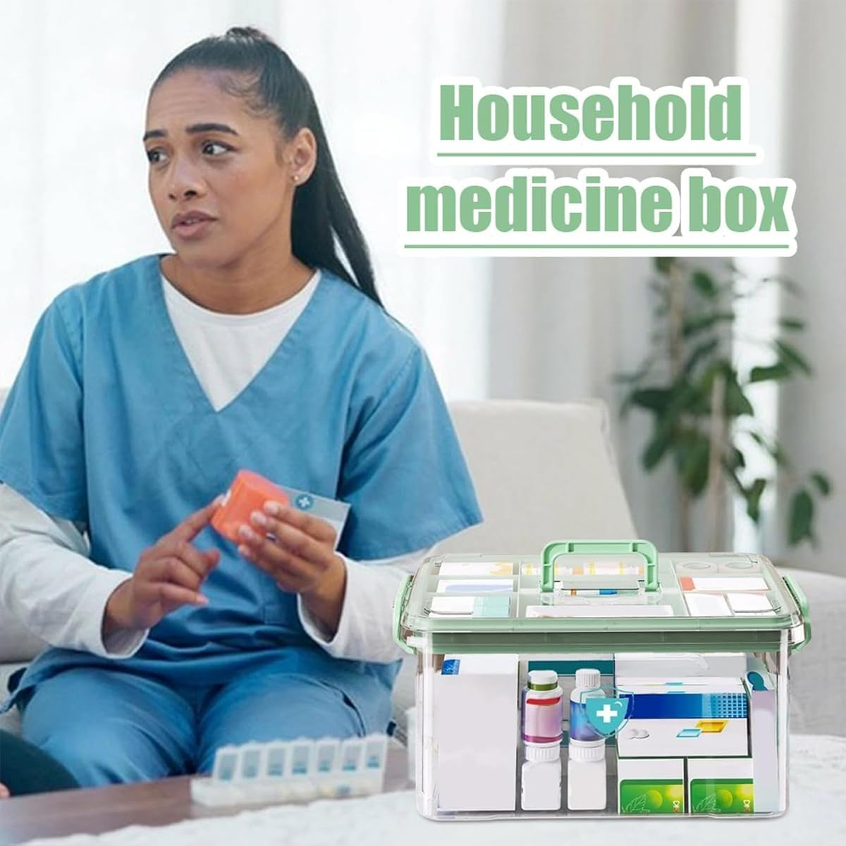 AIMALL Multi-Layer Medicine Storage Box &ndash; Transparent Medical Emergency Storage Box with Large Capacity for Household First Aid &ndash; PP Material, Easy Open Design, 2 Sizes image number 1