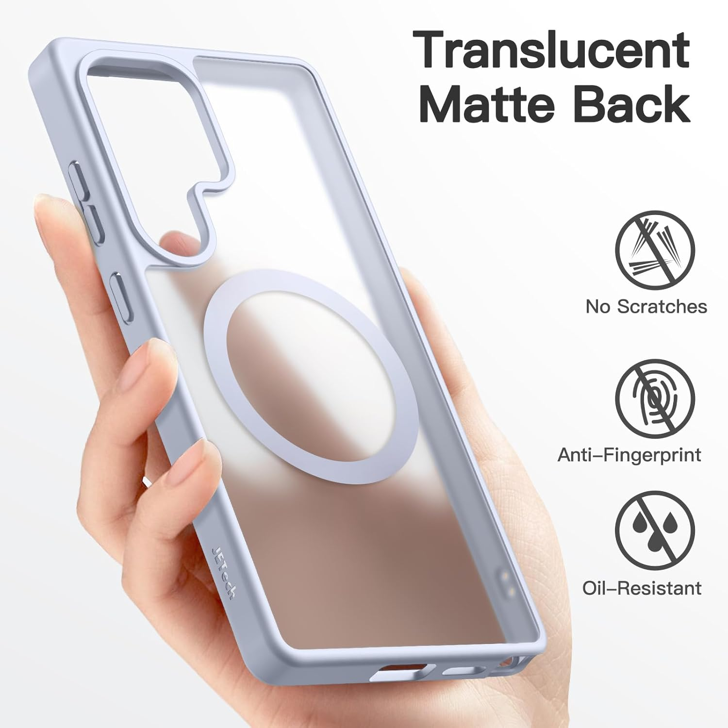 Jetech Magnetic Case for Samsung Galaxy S25 Ultra 5G, Compatible with Magsafe, Translucent Matte Back Shockproof Phone Cover (Titanium Silverblue) image number 7