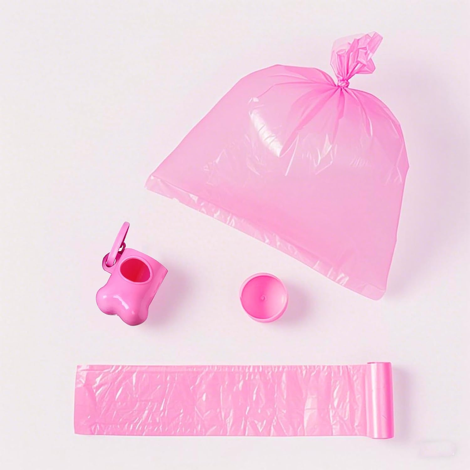 Dog Waste Bag Dispenser with Carabiner Clip - Leak-Proof Portable Poop Bag Holder for Dog Leashes, Includes 1 Roll - Pet Waste Disposal Accessories (Pink) image number 1