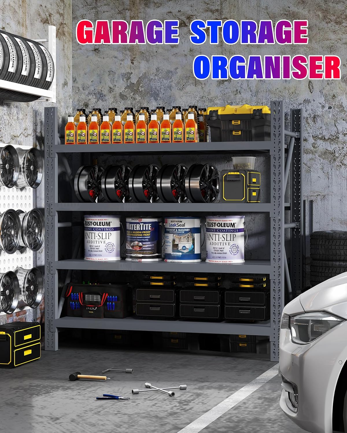 1.5M X 2.4M Heavy Duty Metal Warehouse Garage Shelving System 800KG Storage Racking (Charcoal) image number 1