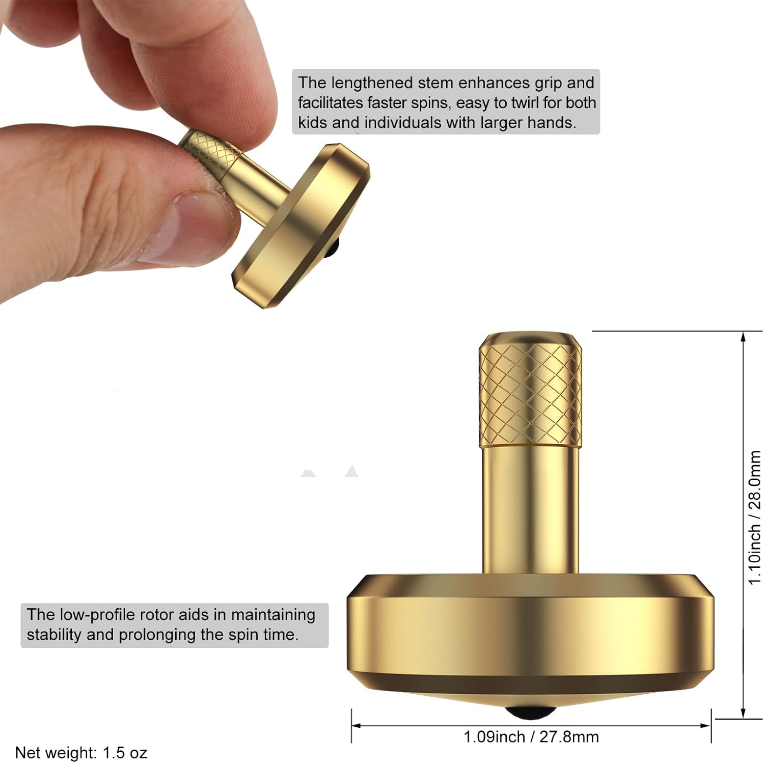 Djuiinostar Spinning Top (AVG 5-8 Minutes), CNC Machined from Solid Brass, High Precision Desk Toy, Waste Your Time Efficiently DST-820 image number 3