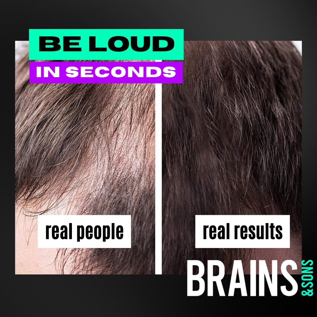 Brains & Sons Hair Fiber - Premium Hair Thickener &ndash; Immediately Conceals Receding Hairlines, Hair Loss, Balding Areas and Thinning Hair &ndash; Undetectable Keratin Fibers - Hair Powder | 25G (DARK BROWN) - Dark Brown image number 4