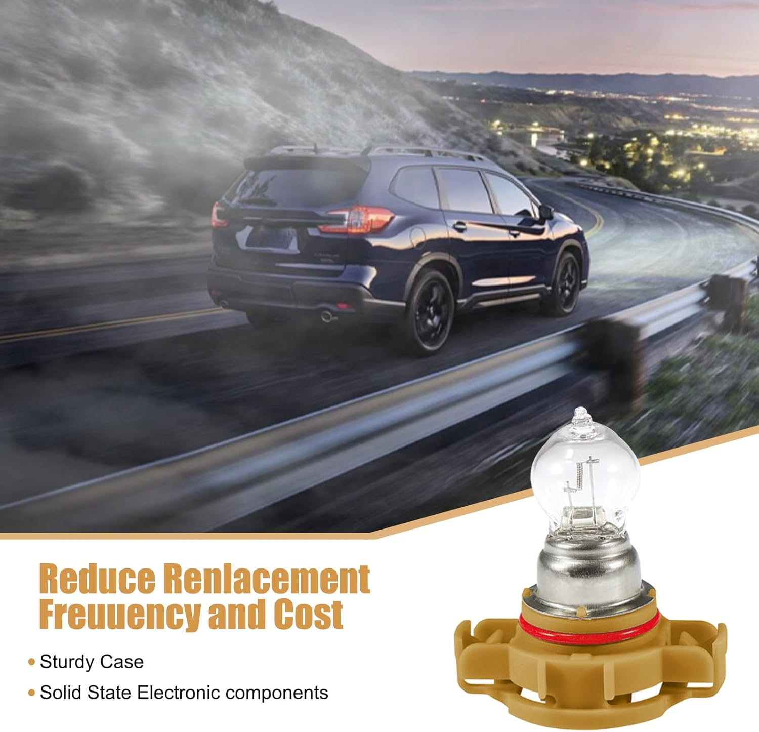 2 PCS Car Halogen Fog Light Bulb, PSX24W 3200-3500K Clear Light Source Uv-Resistant Quartz Glass Steering Brake Light, Lighting Replacement Modification Accessory, for Most Cars (White) - White Psx24W image number 4