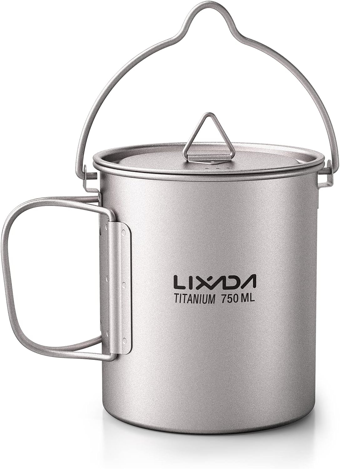 Light 750Ml Titanium Pot Portable Titanium Water Mug Cup with Lid and Foldable Handle Outdoor Camping Cooking Picnic image number 6