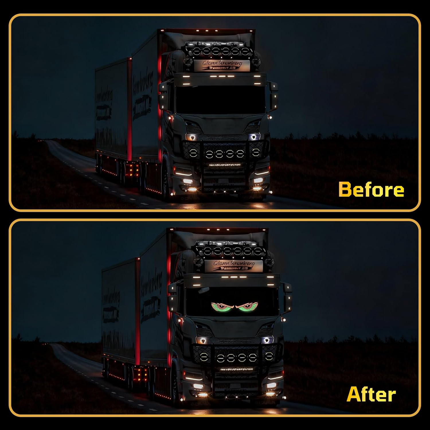 2PCS LED Devil Eyes Light for Car Truck SUV Windshield, 23.6"X4.73" Dynamic Flicker Vehicle Front Rear Window Display, USB Powered, Cool Car Decoration, Universal Fit (White) - Green image number 5