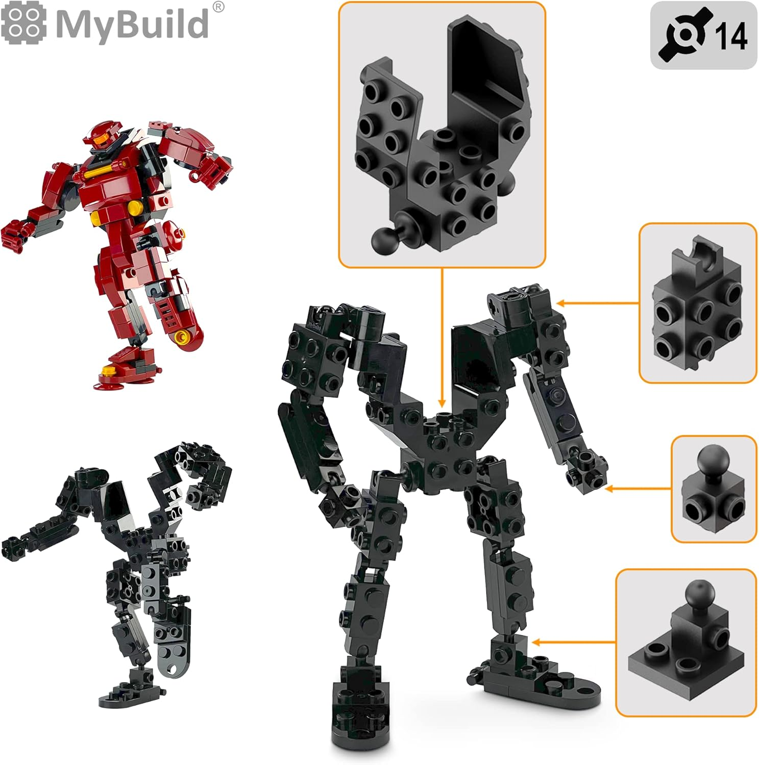 Mybuild Mecha Frame Rita &ndash; Red Armour Sci-Fi Mech Building Set - Model 5018