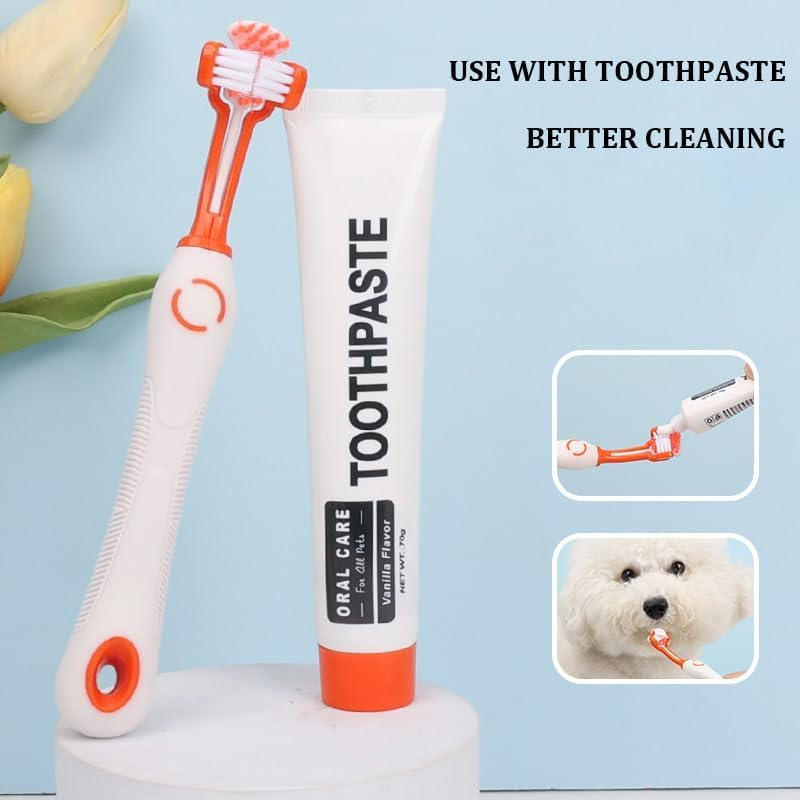 Pet Dental Care Kit - Dog & Cat Oral Care Kit for Teeth Cleaning and Fresh Breath,Toothbrush & Toothpaste Set image number 1