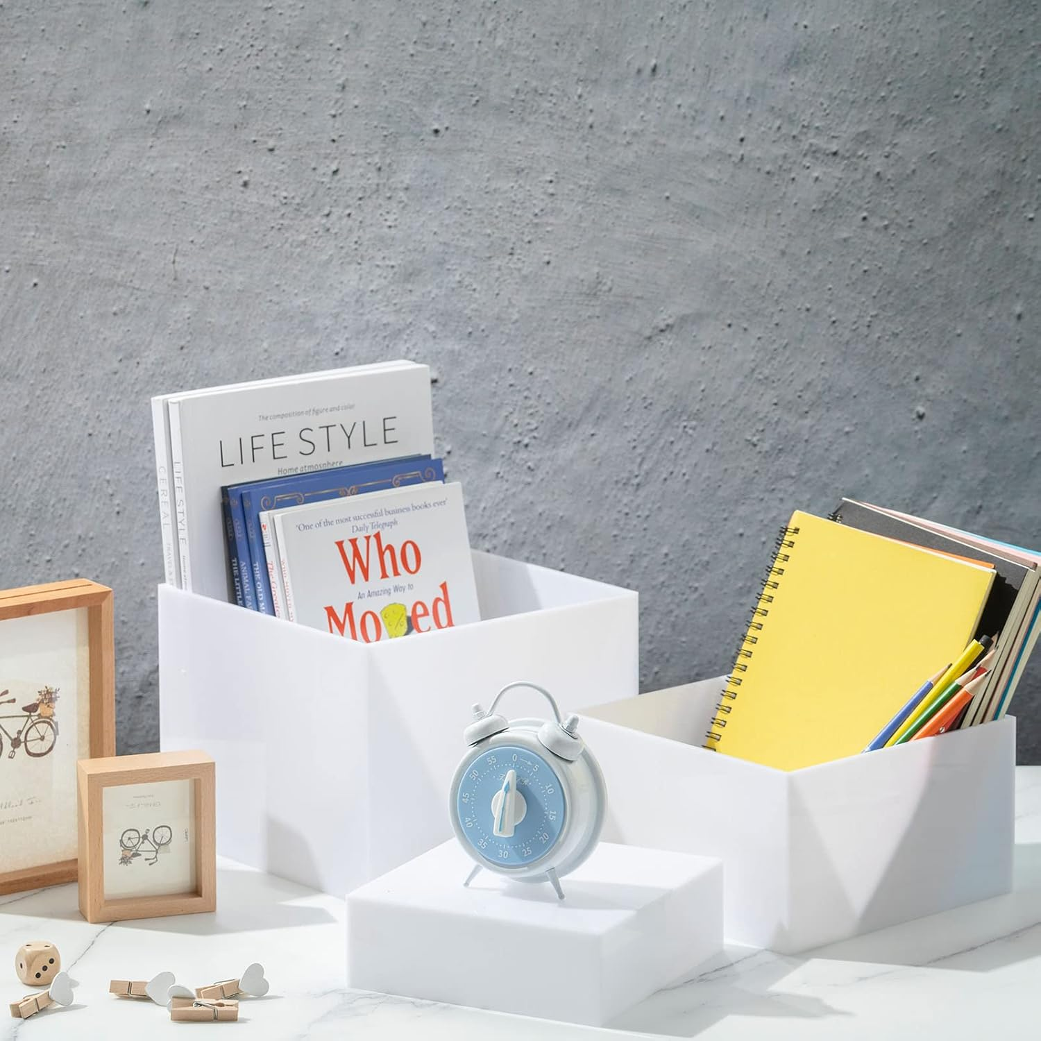 Tuanse 6 Pcs Buffet Risers, Food Risers for Buffet Table, Display Stand for Catering Dessert Collectibles Jewelry Figures Show, 5 Sided Acrylic Cube Display Organizer Nesting Risers(White) image number 1