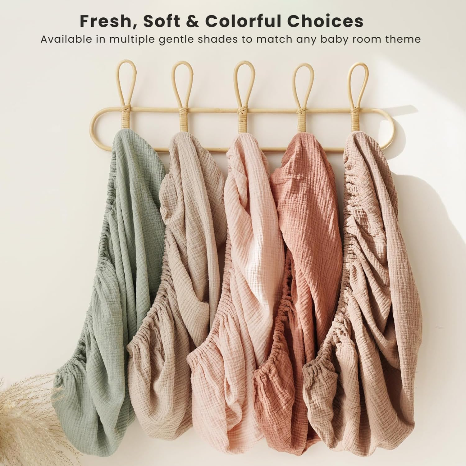 Konssy Muslin Changing Pad Cover for Baby Girls Boys, 100% Cotton Fitted Diaper Chang Table Covers, Soft Breathable Changing Pad Sheets, 2 Pack (Blossom, Cream) image number 5