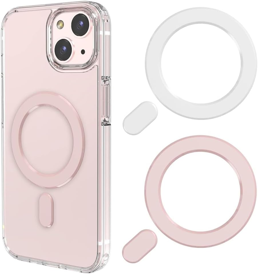 Enstphjoy Universal Magnetic Adapter Ring 2 Pack, Compatible with Magsafe Accessories, Iphone 16/15/14/13/12/11 (Mini, Pro, Max), Samsung Galaxy S22/S21 FE Ultra (White+Pink) - Arc Pink image number 7