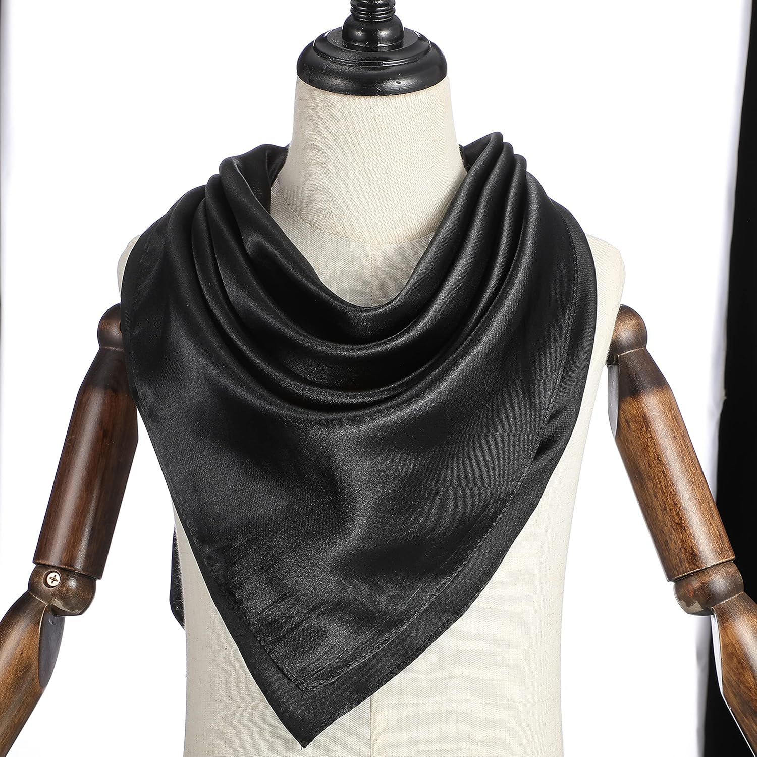 2 Pieces Silk Feeling Head Wrap Scarf Large Square Satin Sleep Headscarf, Nighttime Head Cap Provides Comfort image number 1