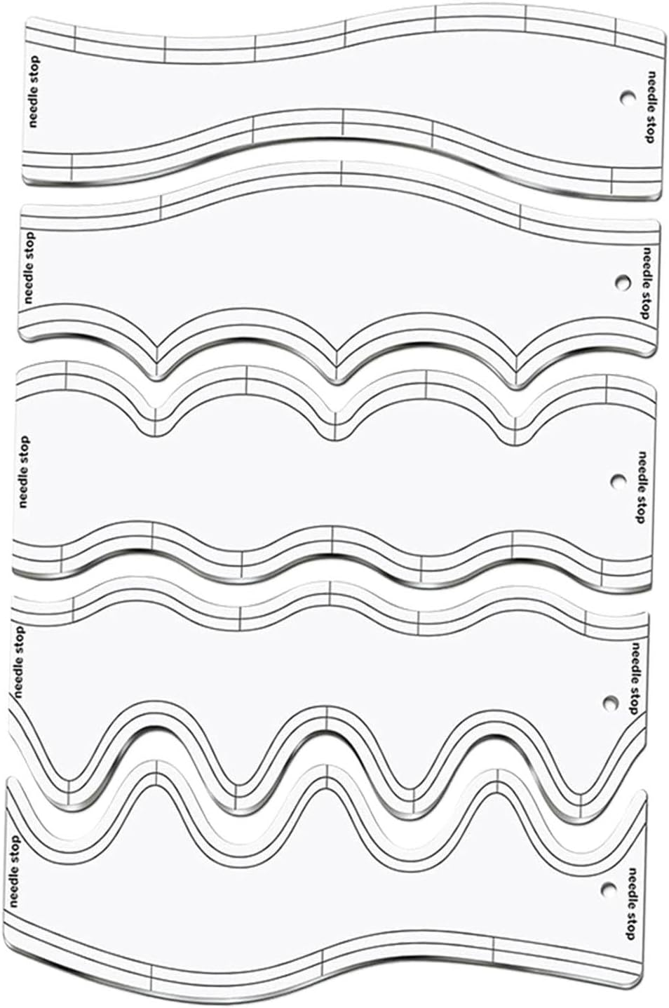Frediuo 5X Wave Rulers Quilting Rulers DIY Quilting for Machine Quilting Patchwork Templates Sewing Accessories Quilting Templates image number 1