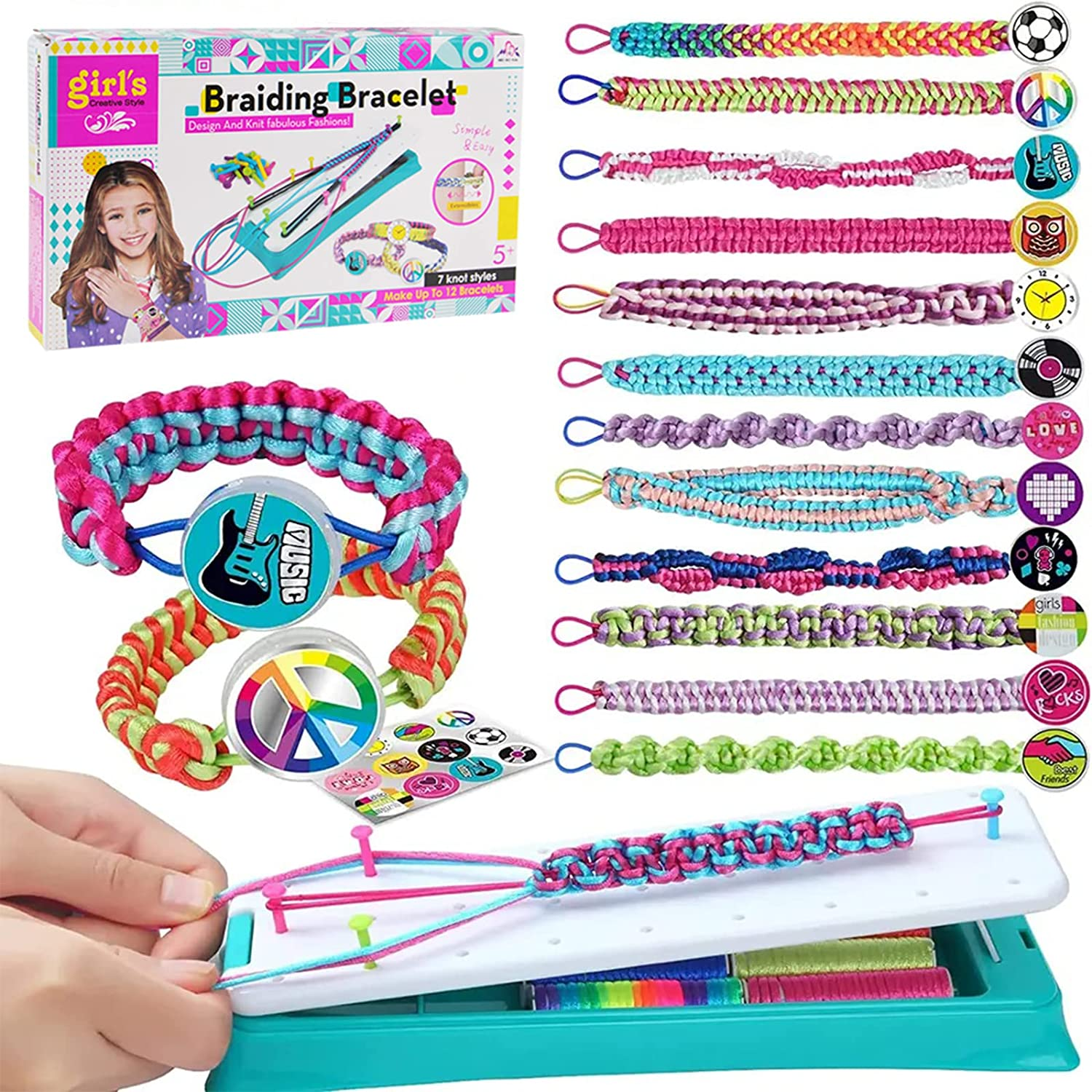 CYZAM Friendship Bracelet Making Kit for Girls, DIY Jewelry Arts Craft Gifts Toys, Friendship Bracelet String Making Kit for Travel Activities Supplies, Toys for Teen Girls Age 6 7 8 9 10 11 12 image number 1