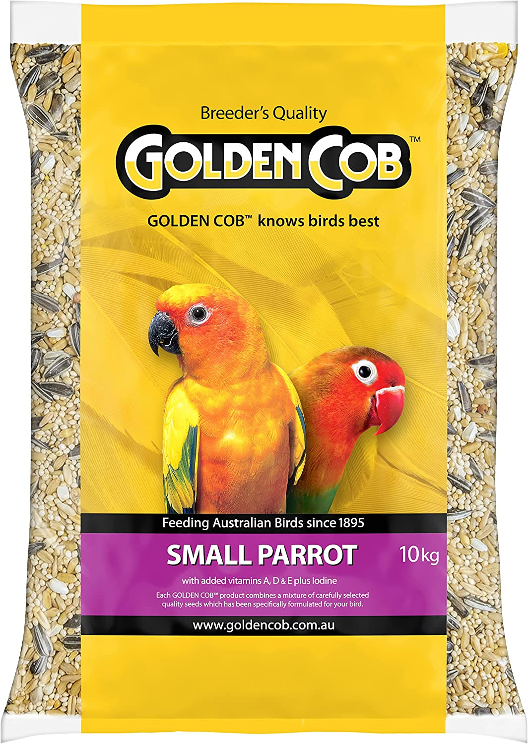 Golden Cob Small Parrot Seed Mix 10Kg &ndash; Premium, Breeder'S Quality Bird Feed with Added Vitamins & Iodine &ndash; Mix of at Least 5 Millets Grains and Seeds &ndash; Bird Food Made in Australia for Small Parrots image number 5