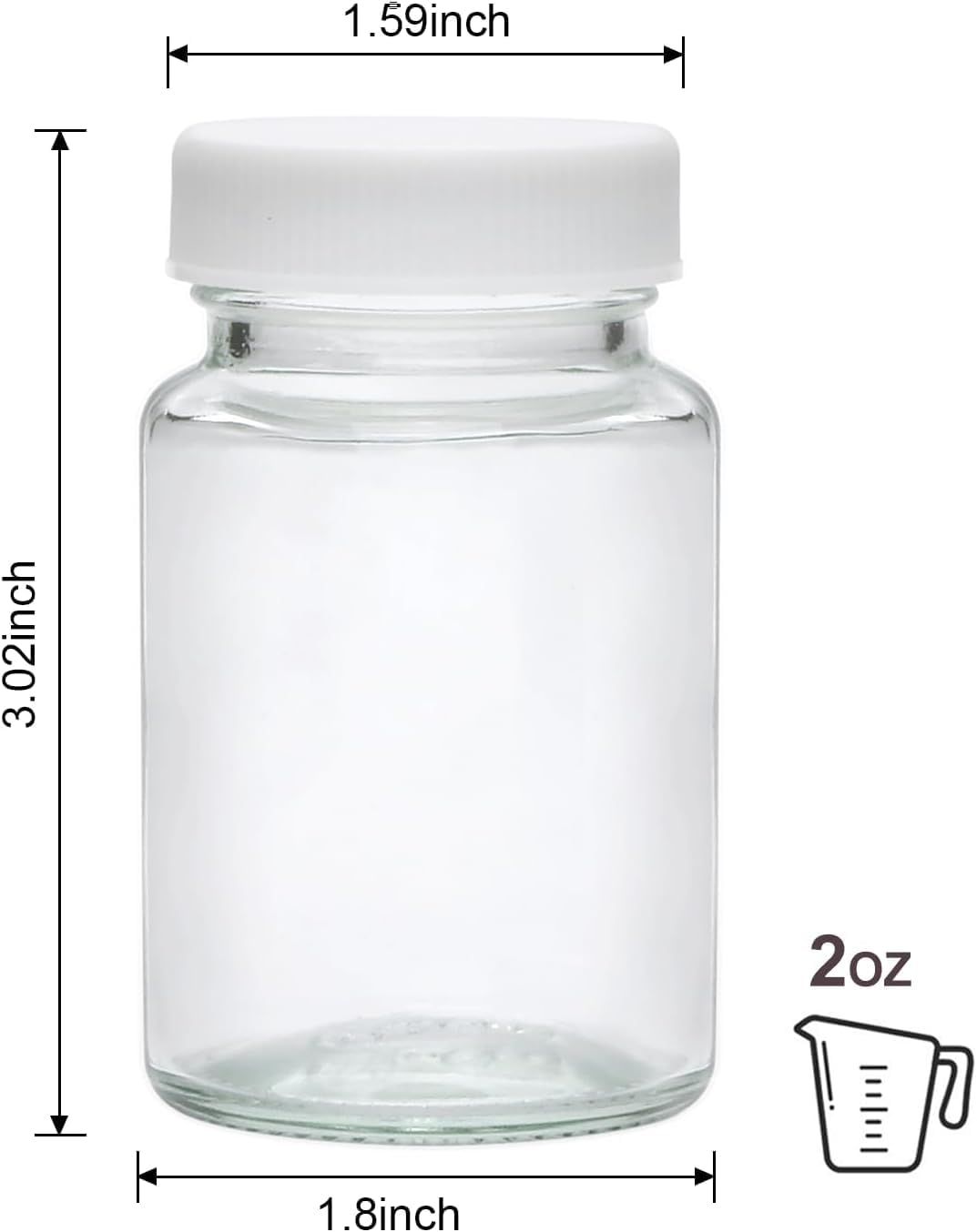 ALINK 12 Pack,2Oz Glass Jars with Lids - Glass Shot Bottles Set for Liquids, Juicing, Ginger Shot, Sample - Small Containers with Screw Caps - Clear Mini round Bottles - Leakproof/Wide Mouth