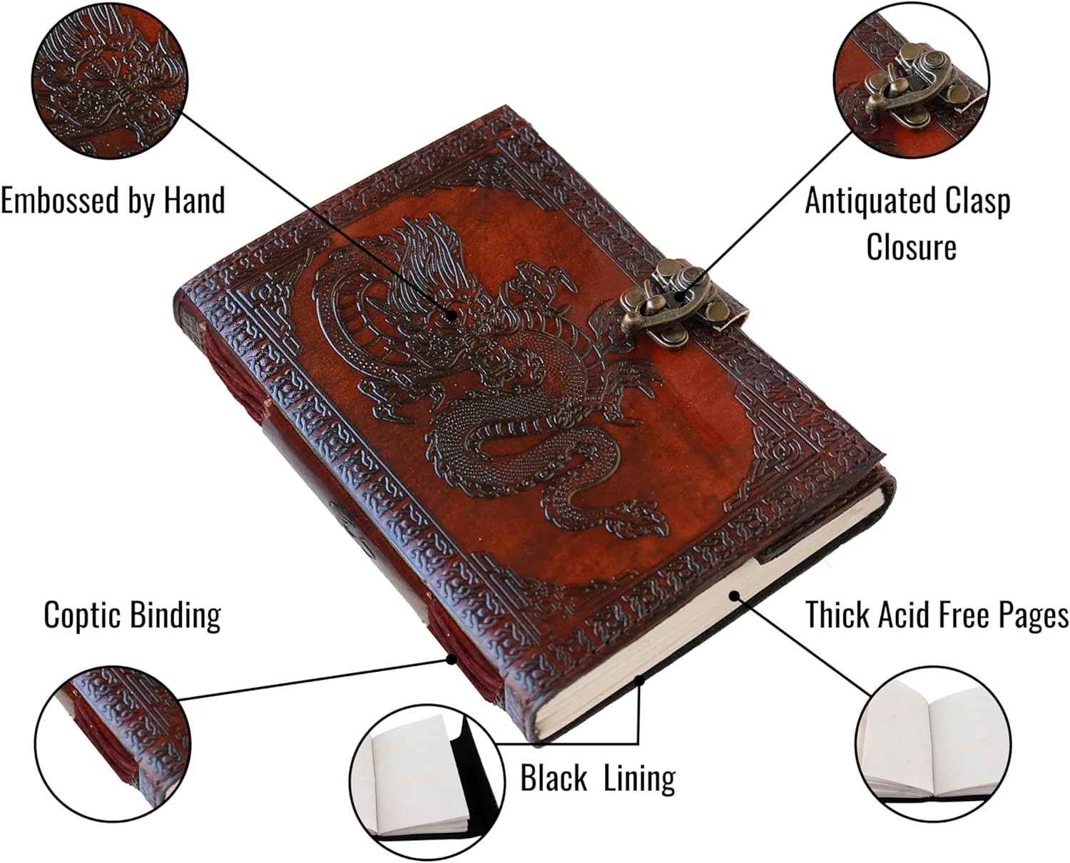 Dragon Ball Z Shenron Leather Blank Grimoire Leather Journal Book of Shadows Spell Book Leather Diary Journal Notebook Sketchbook for Artists image number 3