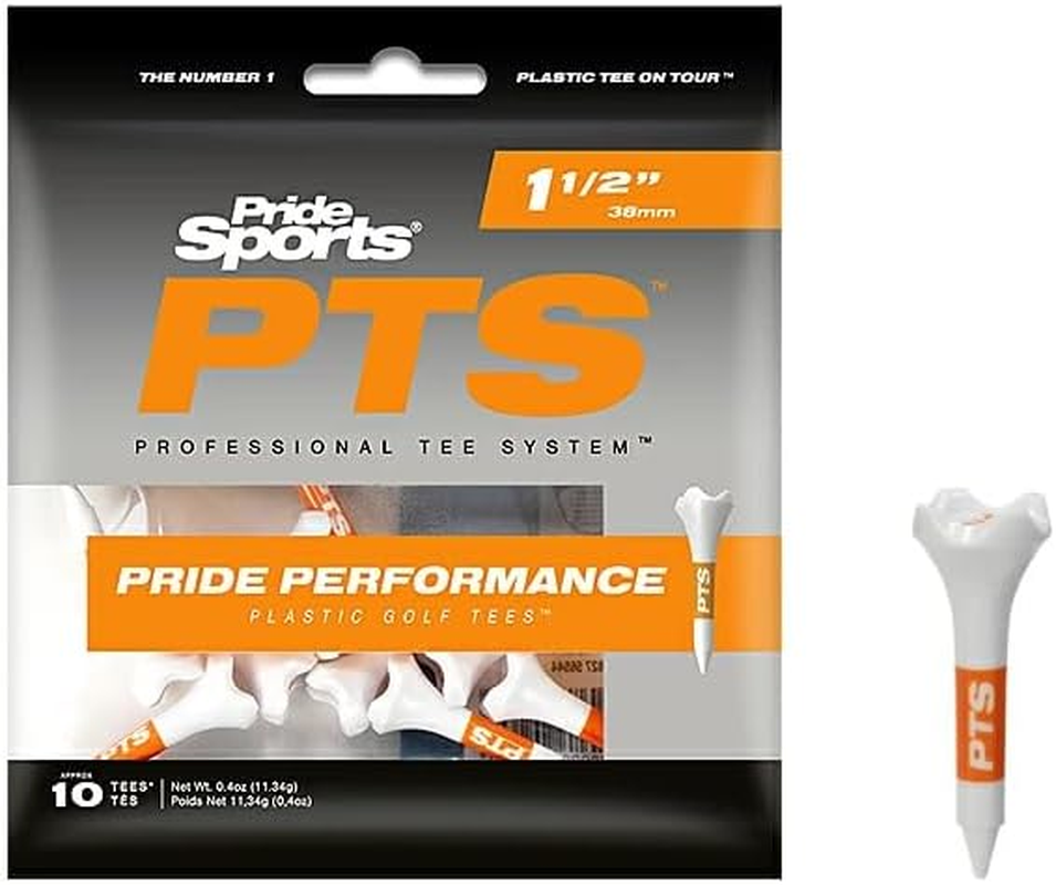 Pride Sports Professional Tee System Performance Plastic Golf Tees 10-Pieces, 1.5 Inch Size, Orange