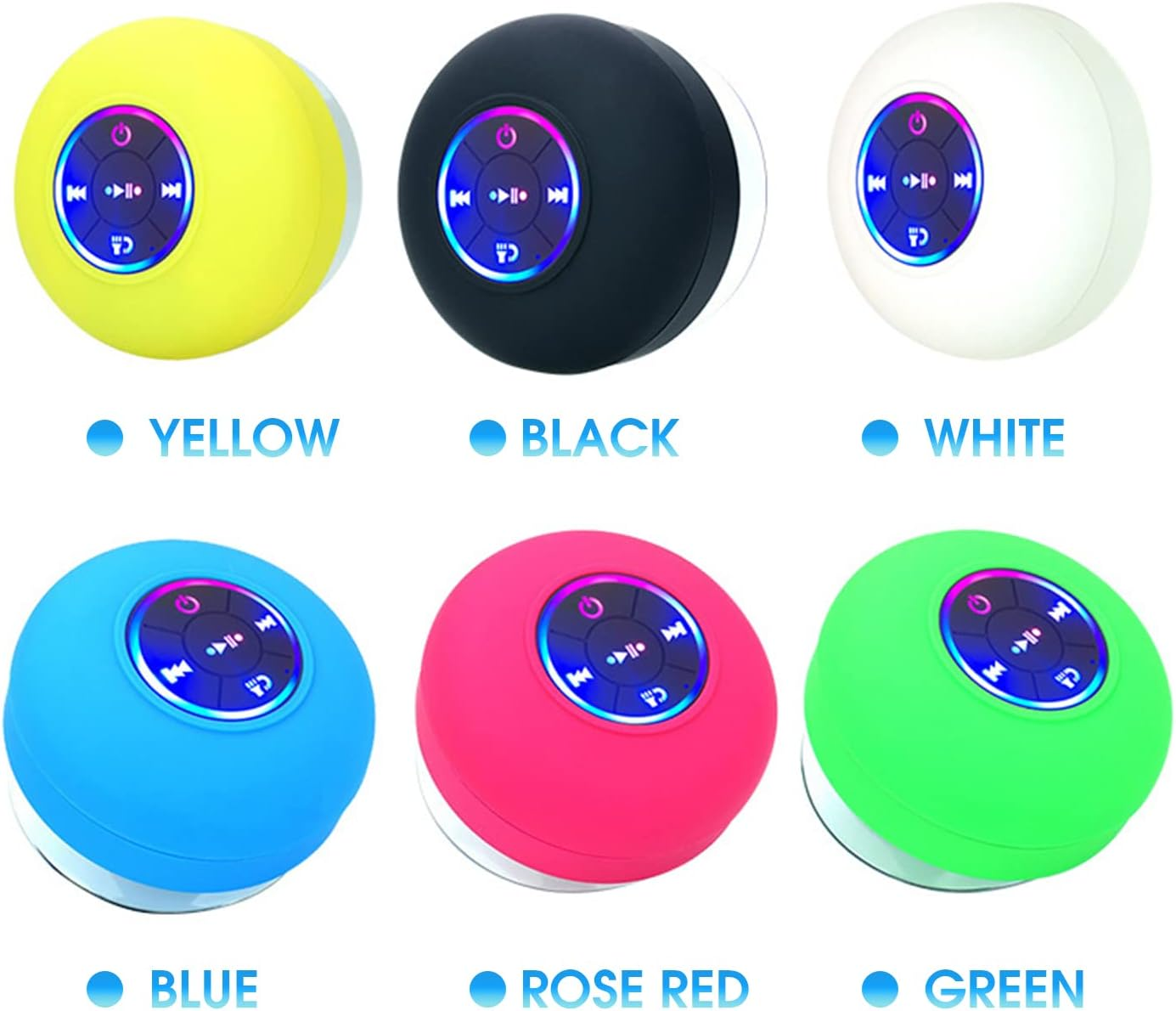 Bt 5.0 Speaker Ipx4 Speaker with Suction Cup Shower Speaker with Built-In Mic Hands-Free Call Ambient Light, Black Black image number 6