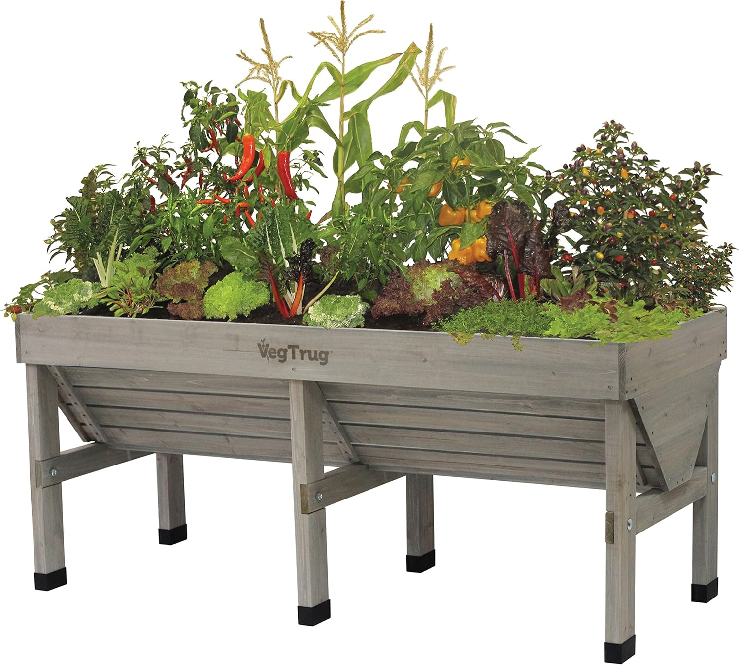 Vegtrug Wallhugger Raised Bed Wooden Planter, Grey Wash, Medium, 1.8 Metre image number 1