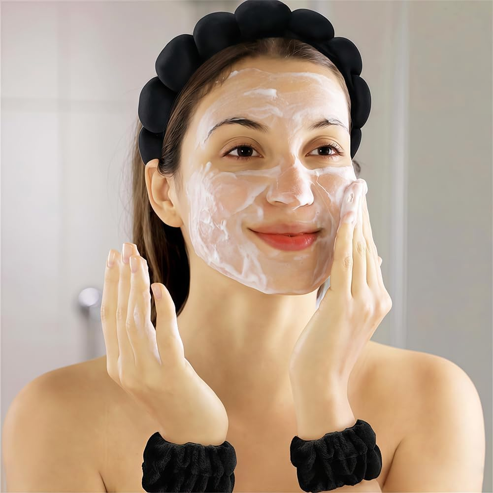 Women'S Spa Hair Set, 5 Pieces Puffed Sponge Make-Up Headband for Women and Girls, Household Essentials for Women, for Skin Care, Face Washing, Shower, Girls Household Items image number 6
