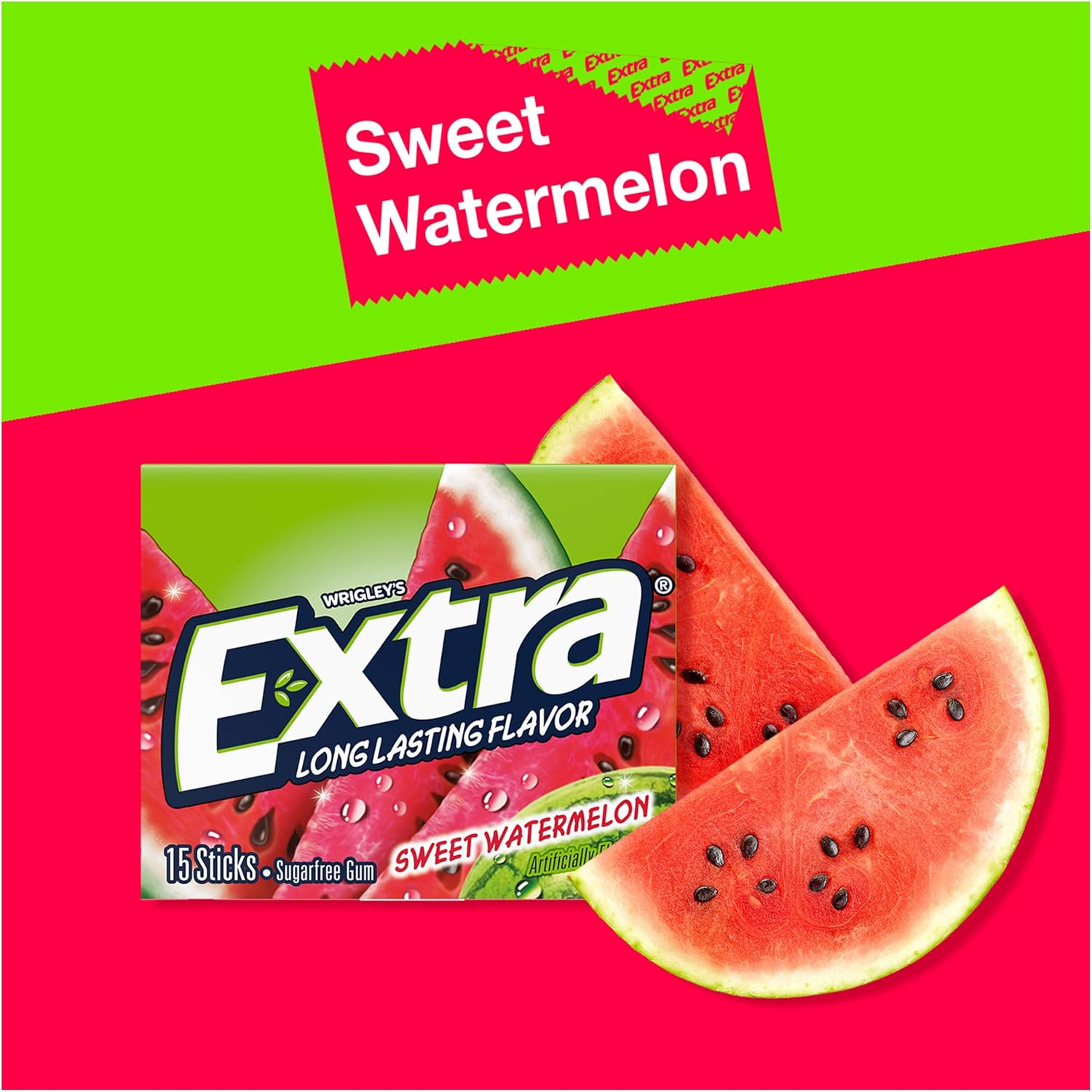 Extra Sweet Watermelon Sugarfree Gum (Pack of 10) image number 3