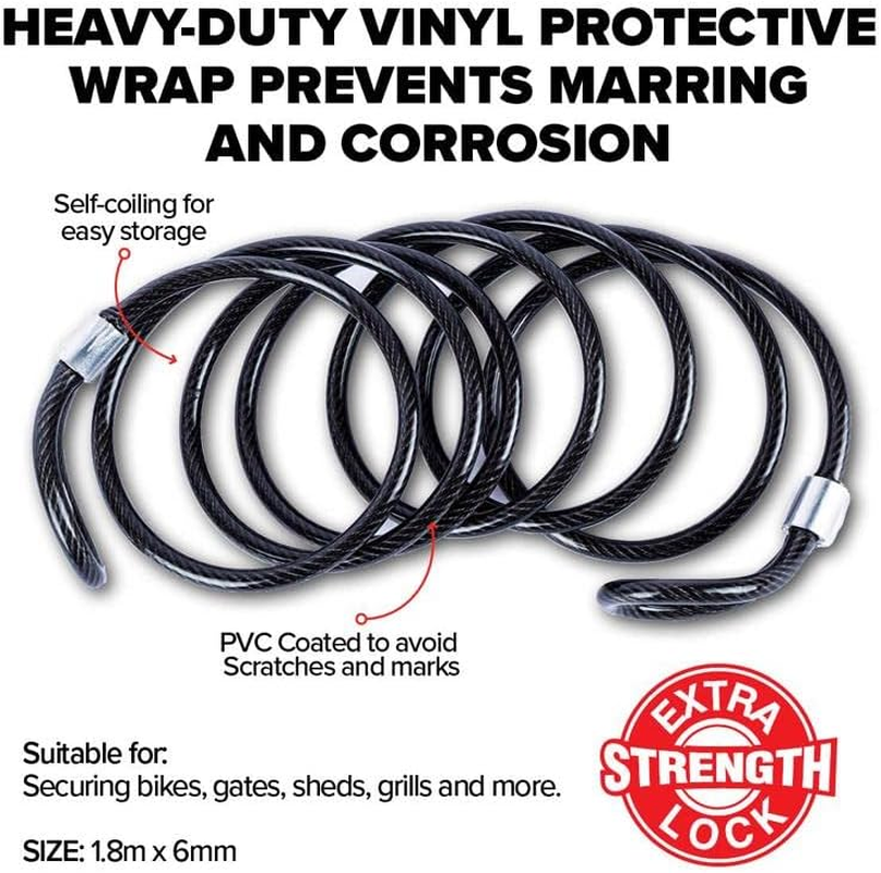 Handy Hardware PVC Security Cable, Black 3 Meter Length X 6 Mm Width image number 1