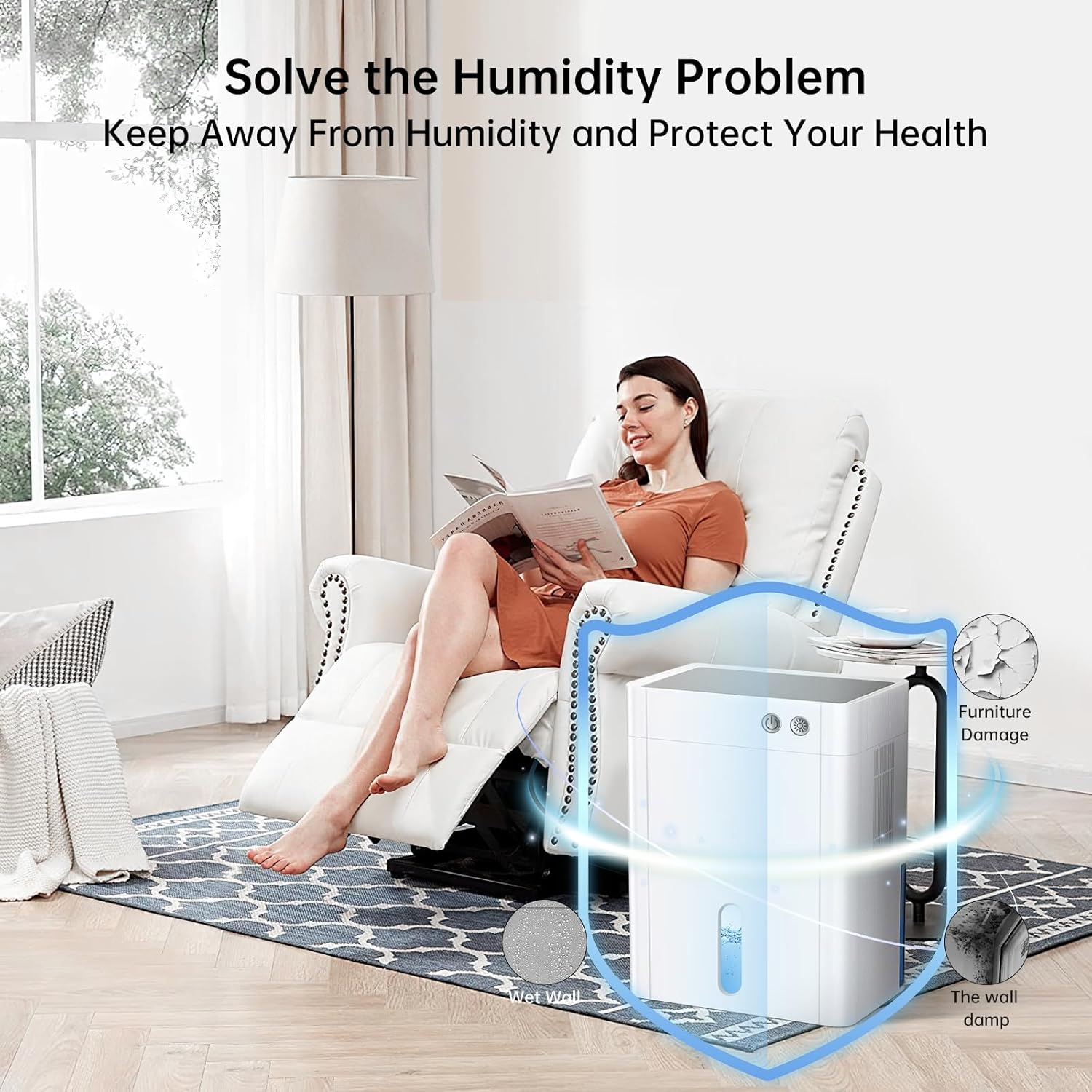 Dehumidifier for Bathroom, 4500Ml Water Tank, (1000 Sq.Ft) Quiet Dehumidifier for Home Basement Bedroom RV Closet with Auto Shut Off,Sleep Mode, 7 Colors LED Light (White) image number 2