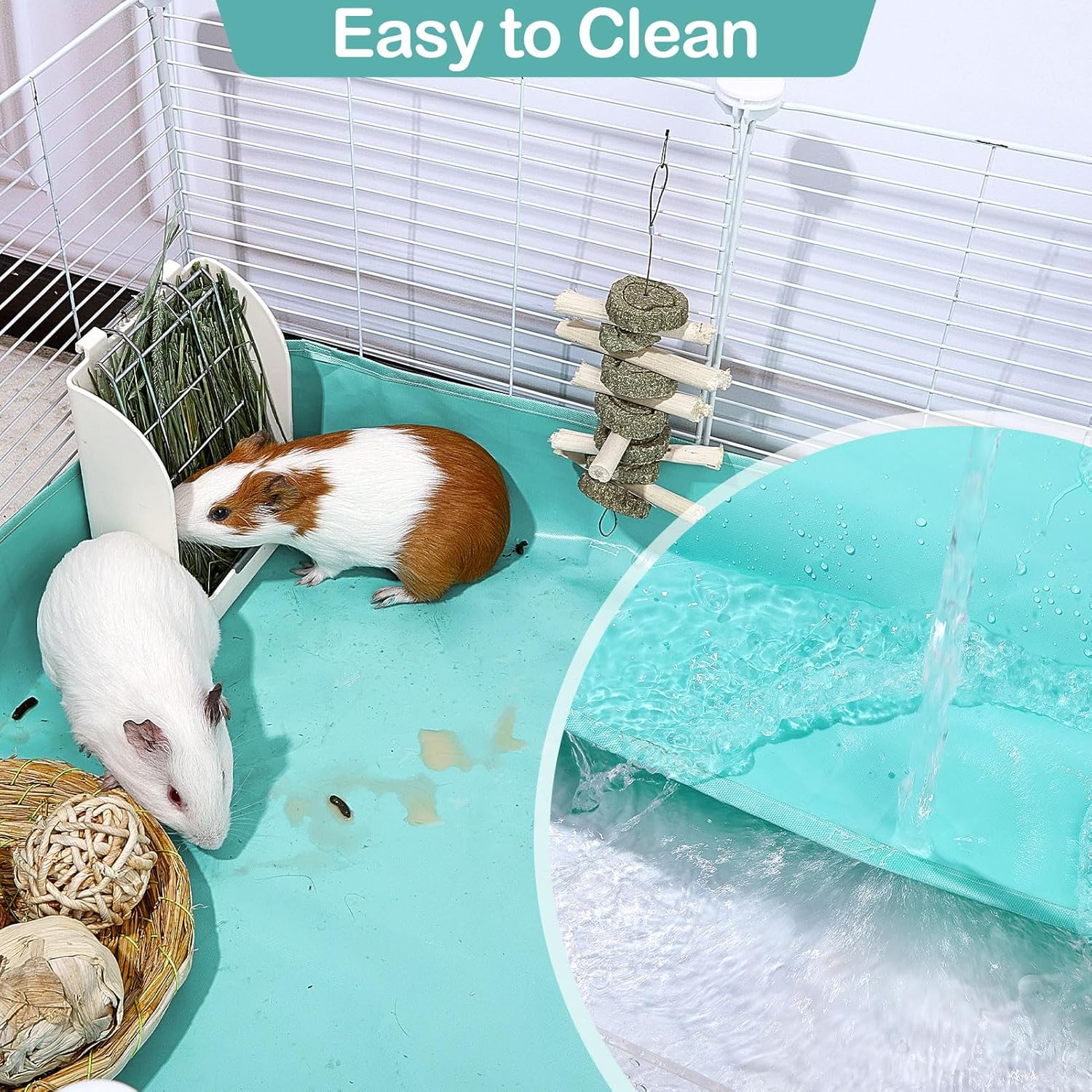 Waterproof Guinea Pig Cage Liner with Tarp Bottom for C&C Grids - Bedding for Bunnies, Hamsters, Rabbits - 56 * 28 Inches image number 5