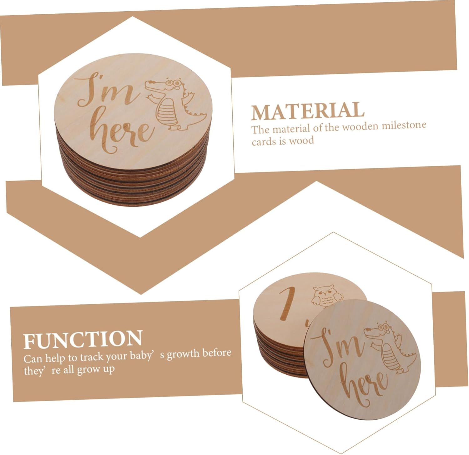 ERINGOGO Wooden Digital Cards Monthly Milestone Boy Newborn for Photo Announcement Months Signs image number 3