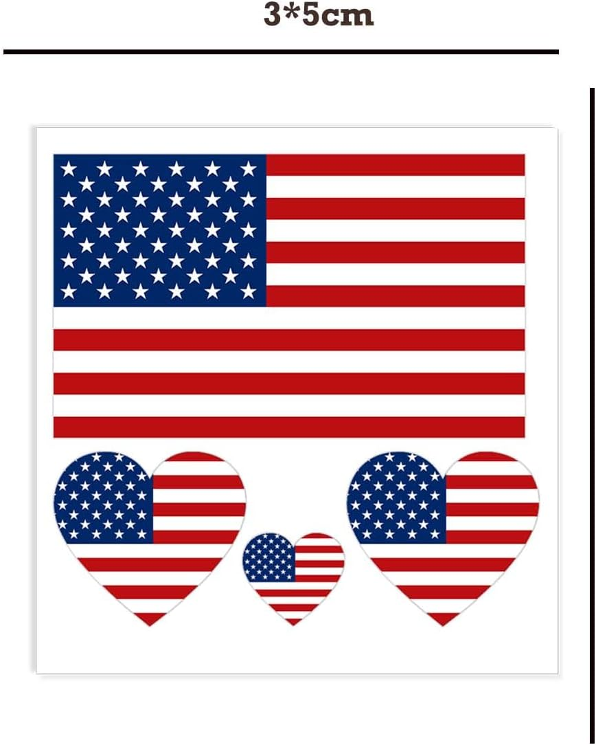 5 Packs America Temporary Tattoo,American Flag Decal Sticker for Party Birthday National Day Celebration