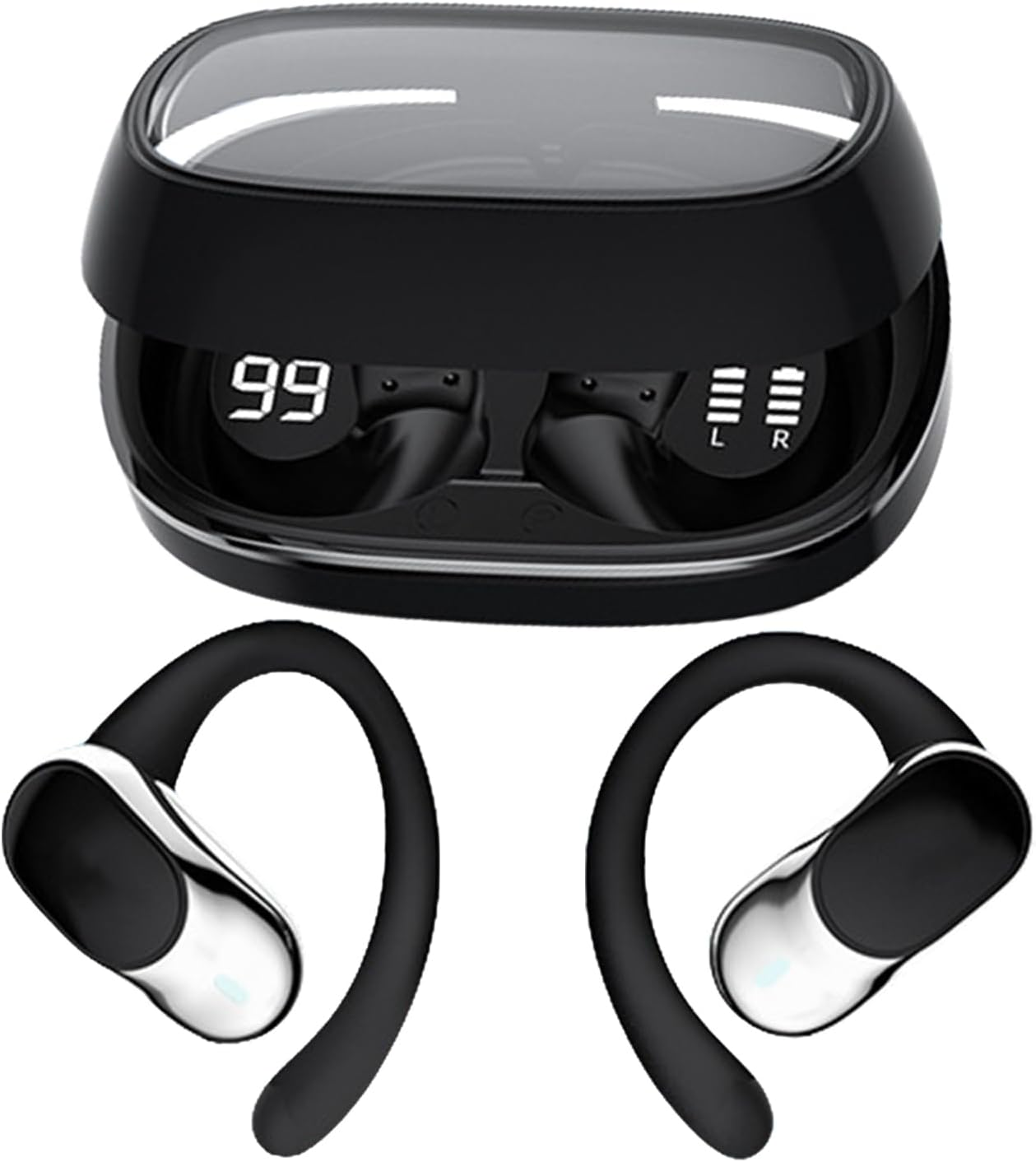 Over Ear Earbuds,Comfort Wireless Headphones | Headphones for Swimming Sports Running Game Work Kids Translation Live Streaming - Cream Colored image number 2