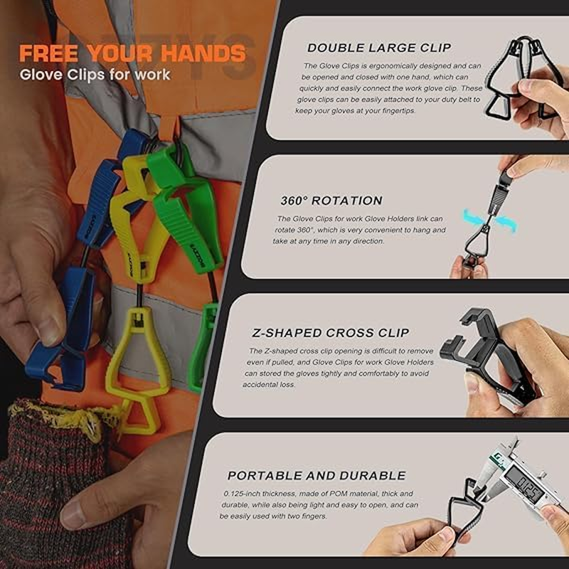 Glove Clips for Work Glove Grabber Clip Anti-Loss Waist Buckle Clip, Glove Keeper, Plastic Safety Work Glove Grabber Clips 6 PCS image number 1
