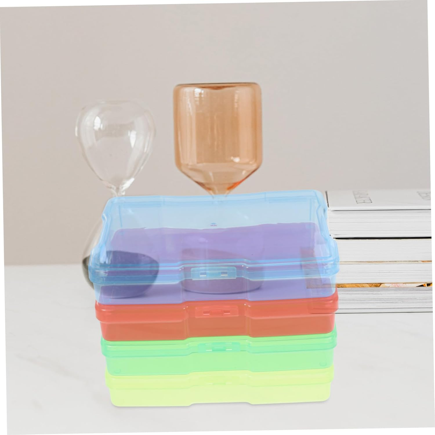 4Pcs Photo Storage Box Plastic Cards Organizer Box Dividers Greeting Card Craft Storage Containers Container Case Pictures Holder Case image number 5