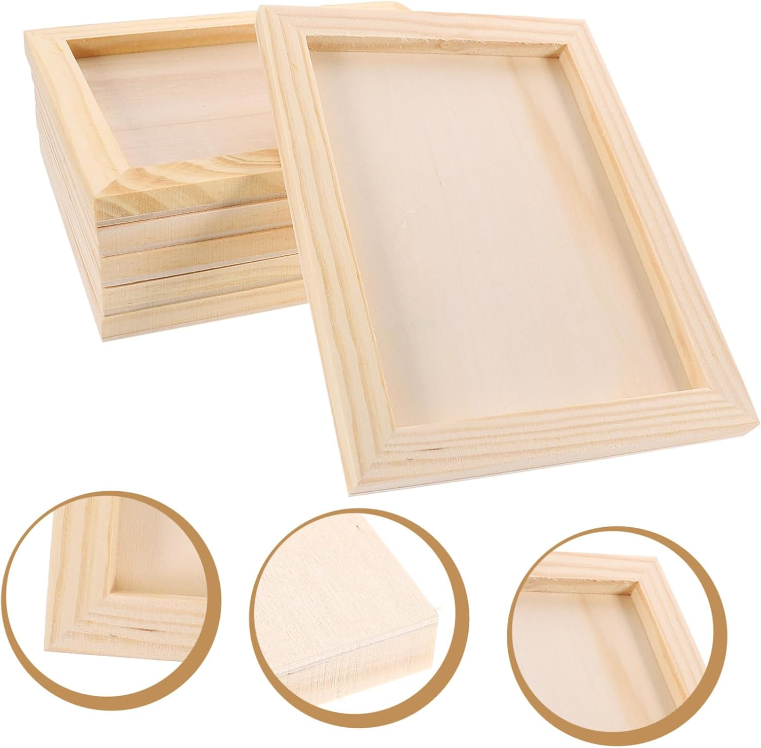6Pcs DIY Paintable Wood Photo Frames Craft Kit for Unfinished Clay Picture Frames Blank Design for Creative Decor for Arts Crafts Projects image number 5